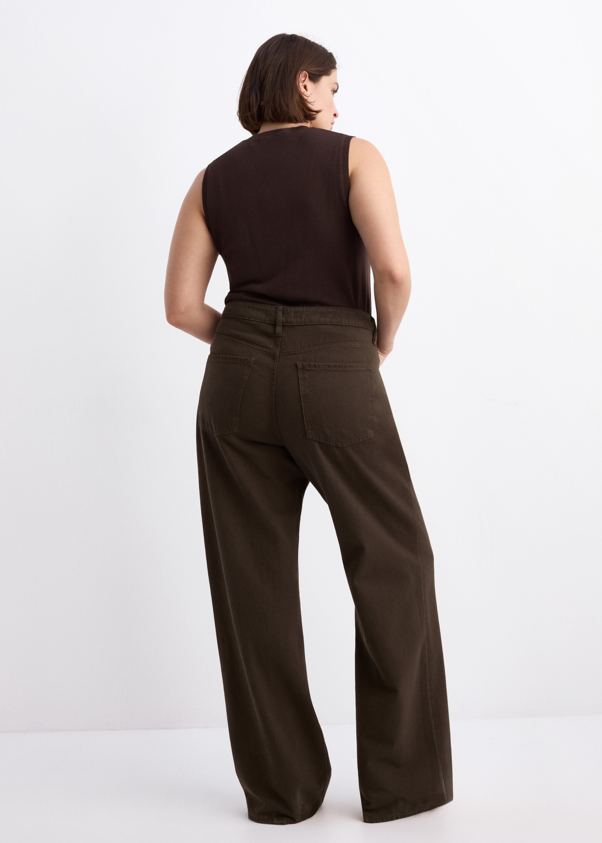 Danila high-waisted wide-leg jeans - Details of the article 4, Chocolate. Ref: 27081338-00.