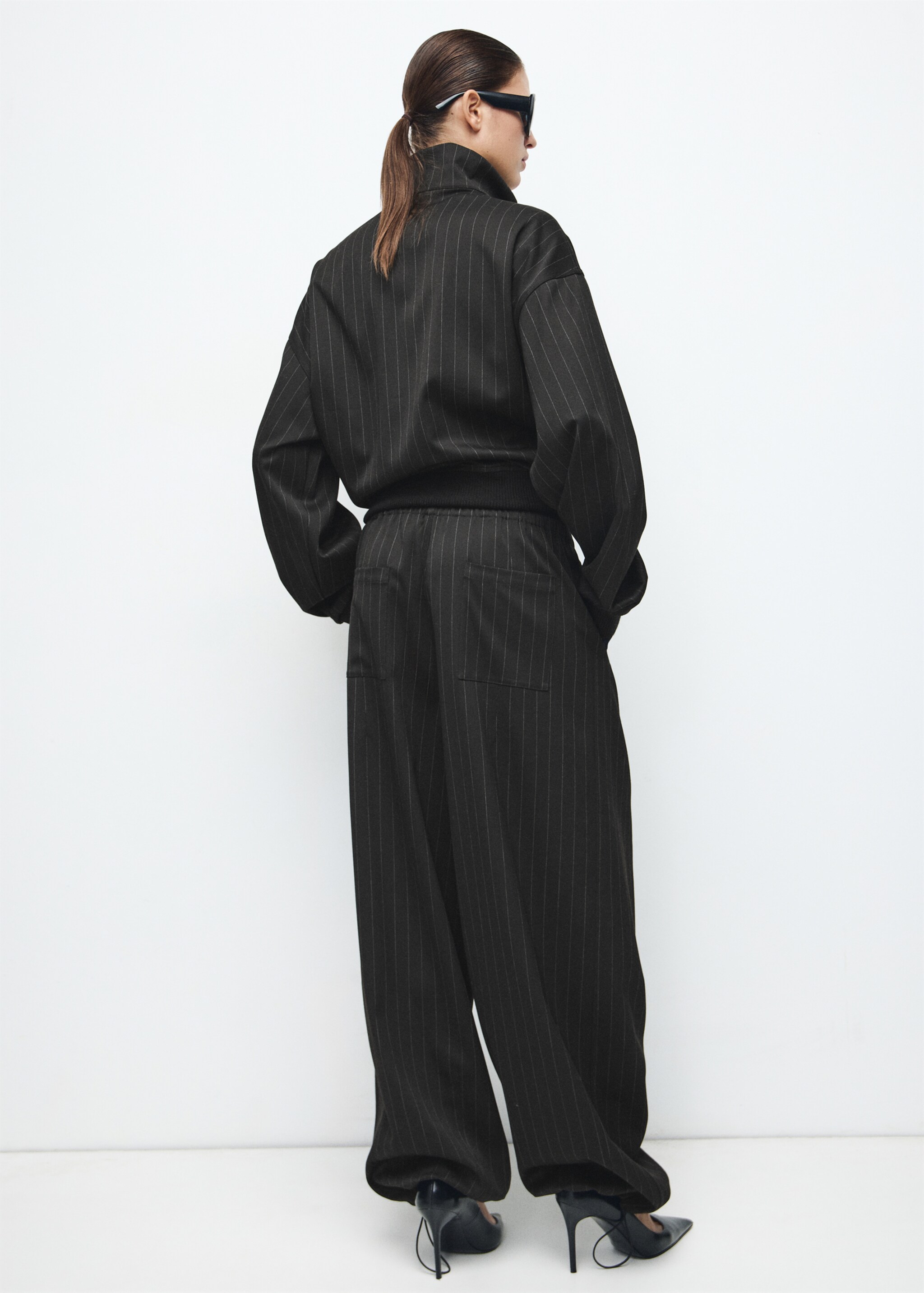 Balloon pinstripe trousers - Reverse of the article, Black. Ref: 27081339-00.