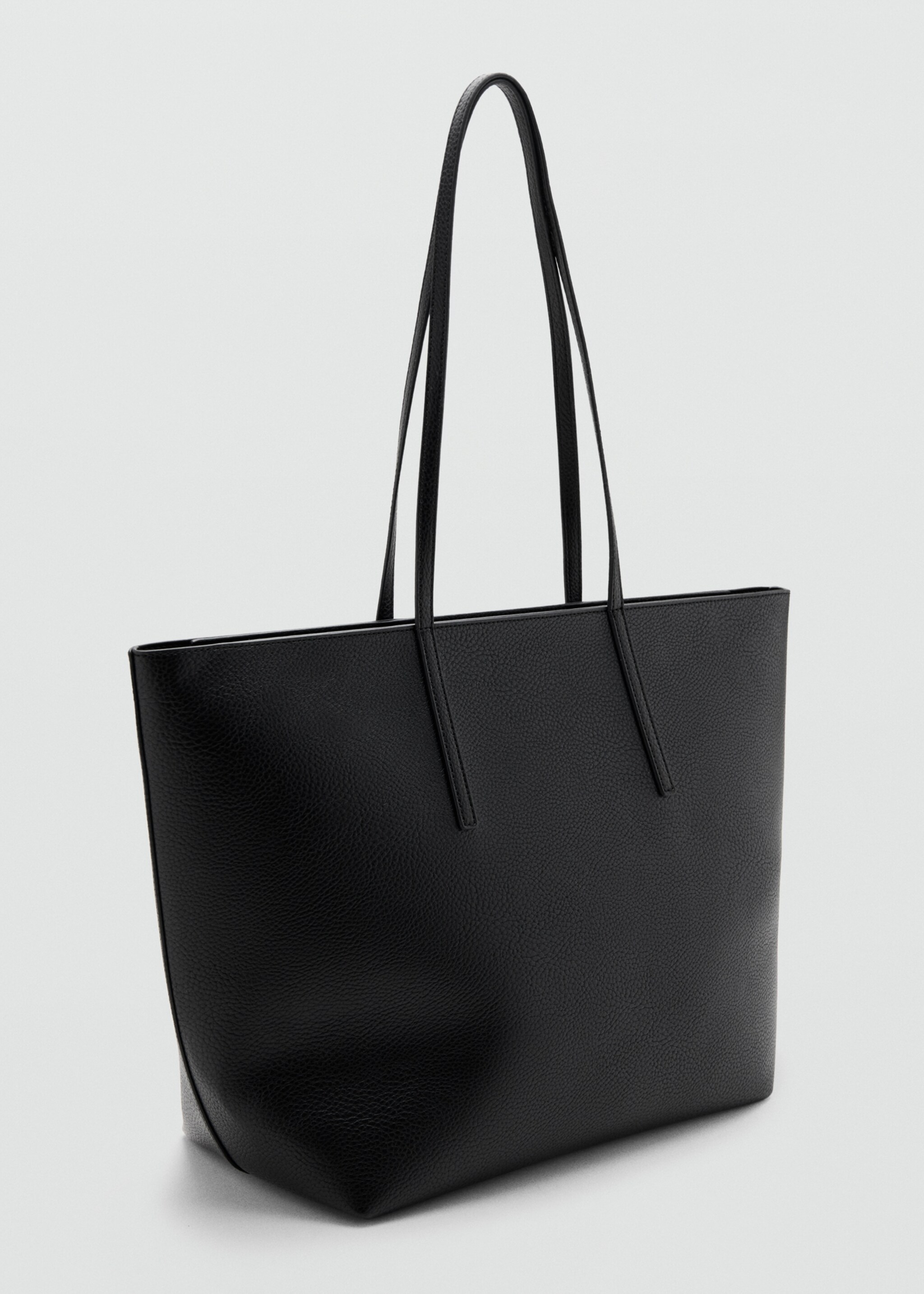 Shopper bag with double handle - Medium plane, Black. Ref: 27081340-00.