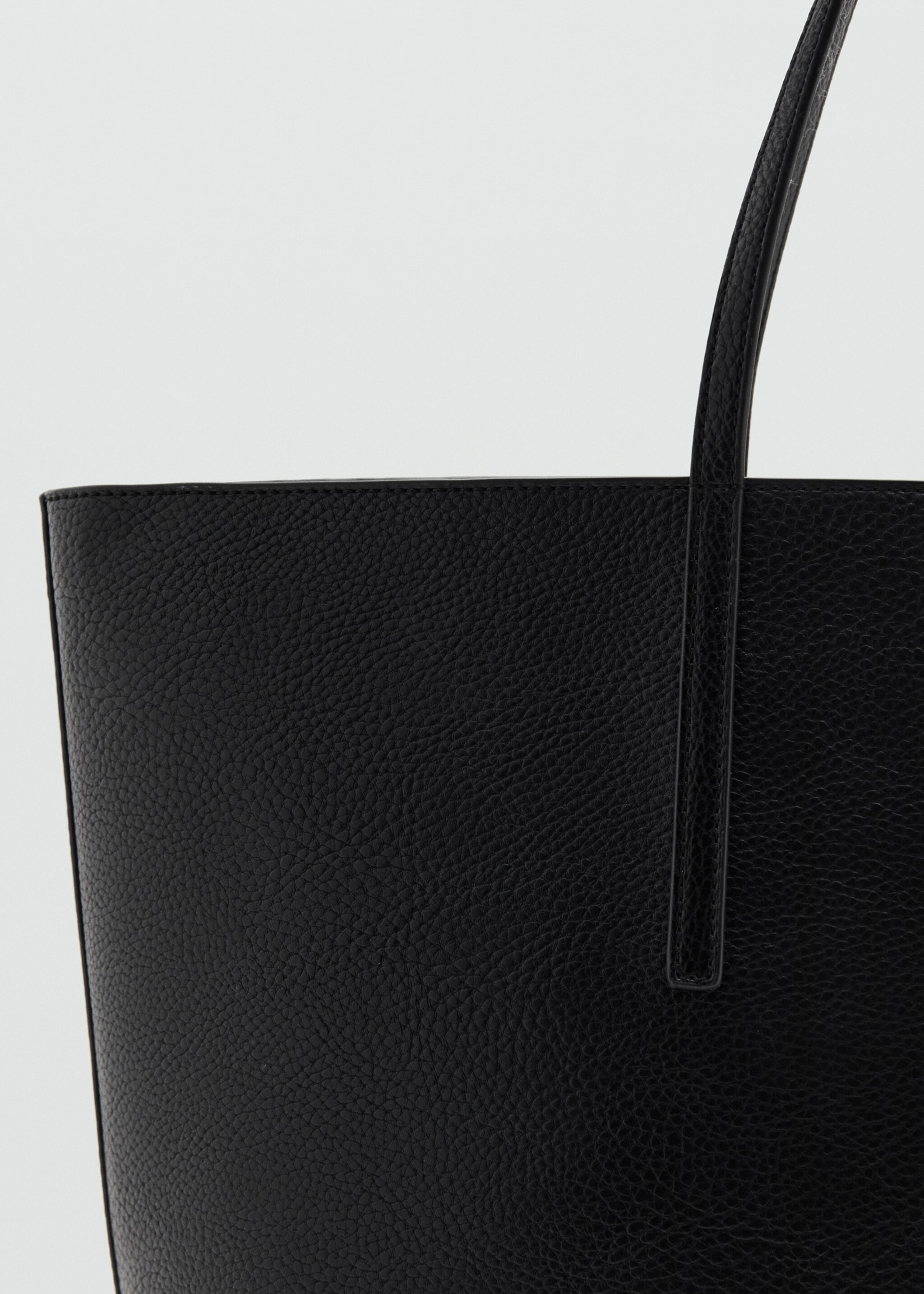 Shopper bag with double handle - Details of the article 3, Black. Ref: 27081340-00.