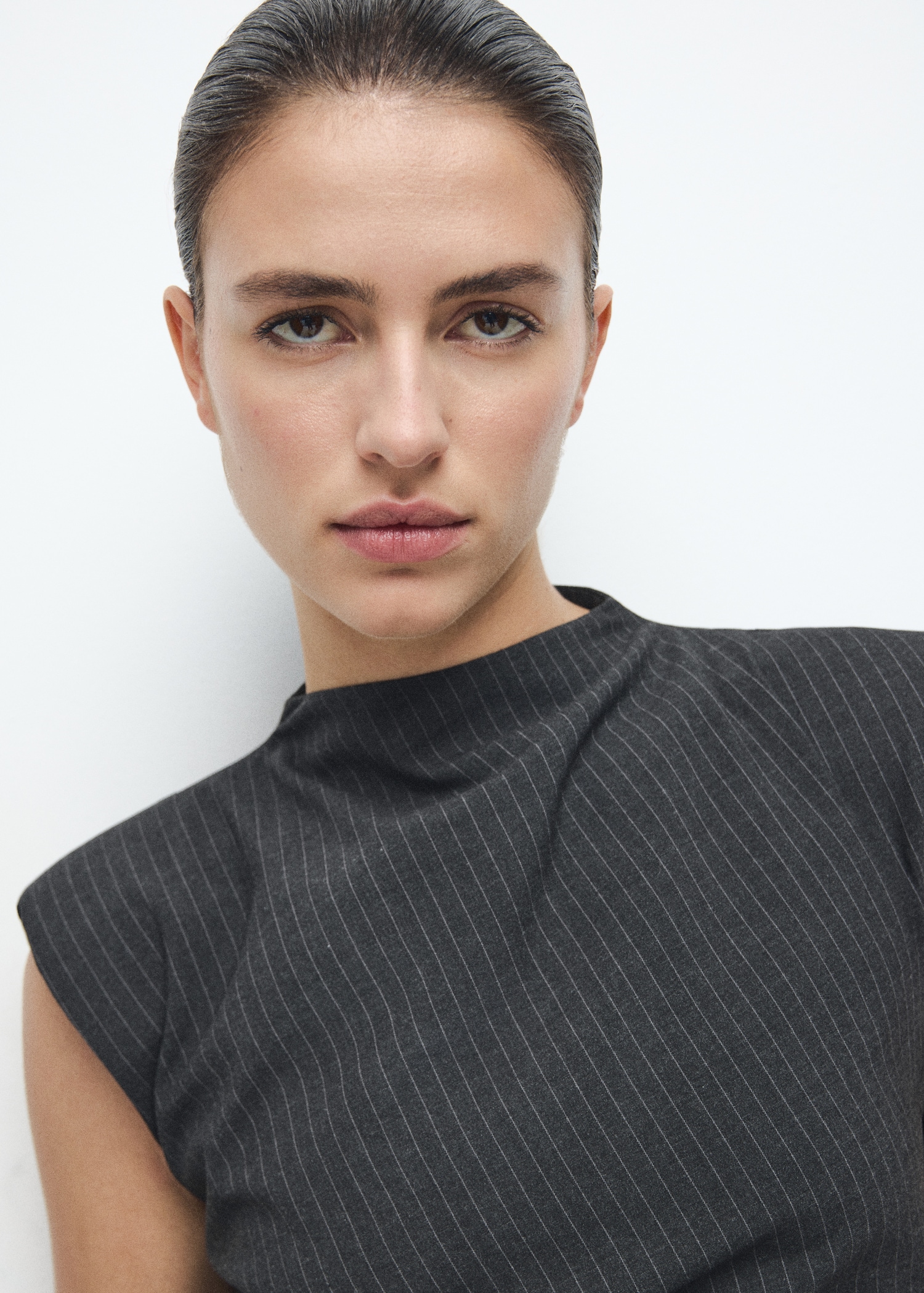 Pinstripe Dress With Cut Out