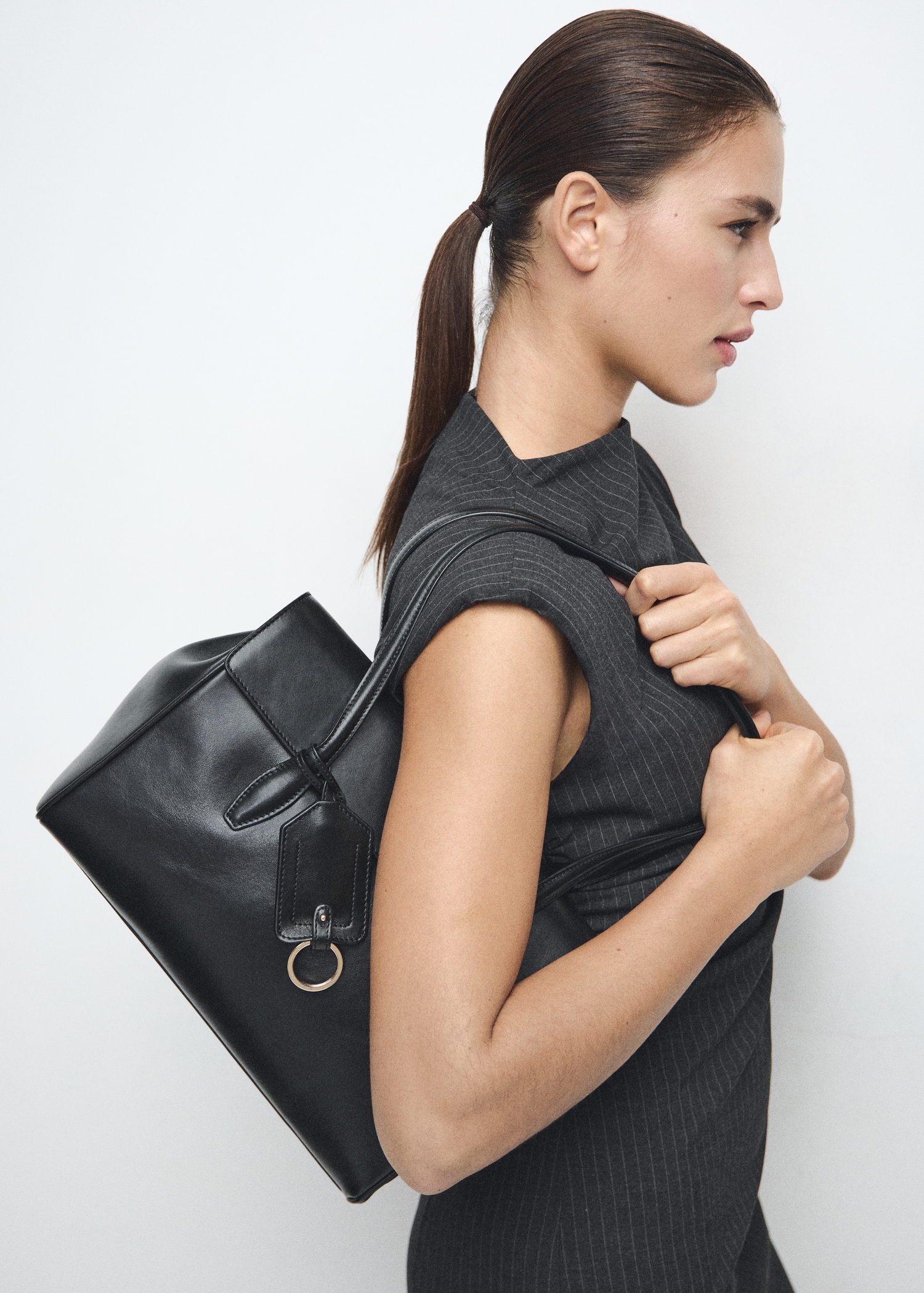 Pinstripe dress with cut-out - Details of the article 4