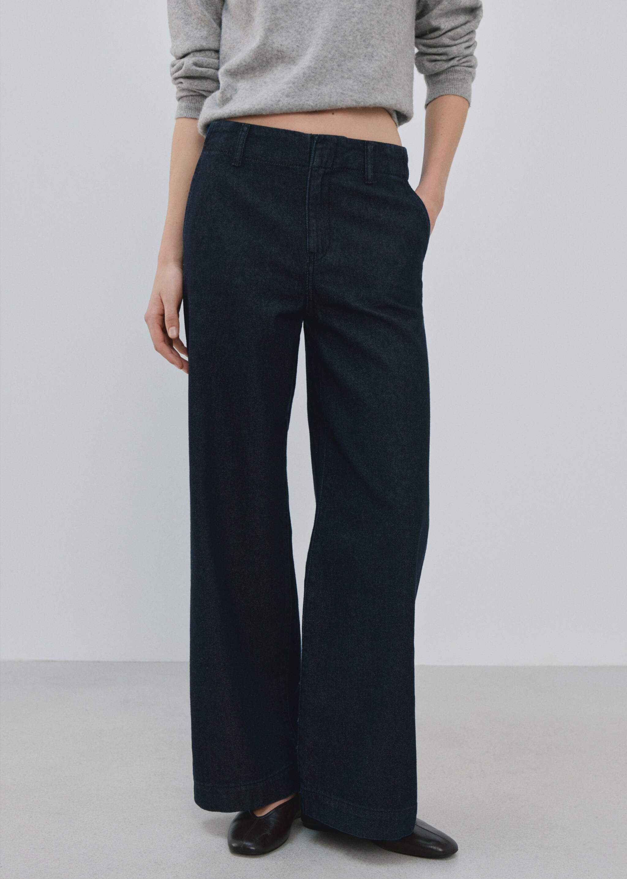 Wide leg mid-rise jeans - Medium plane, Open Blue. Ref: 27081344-00.
