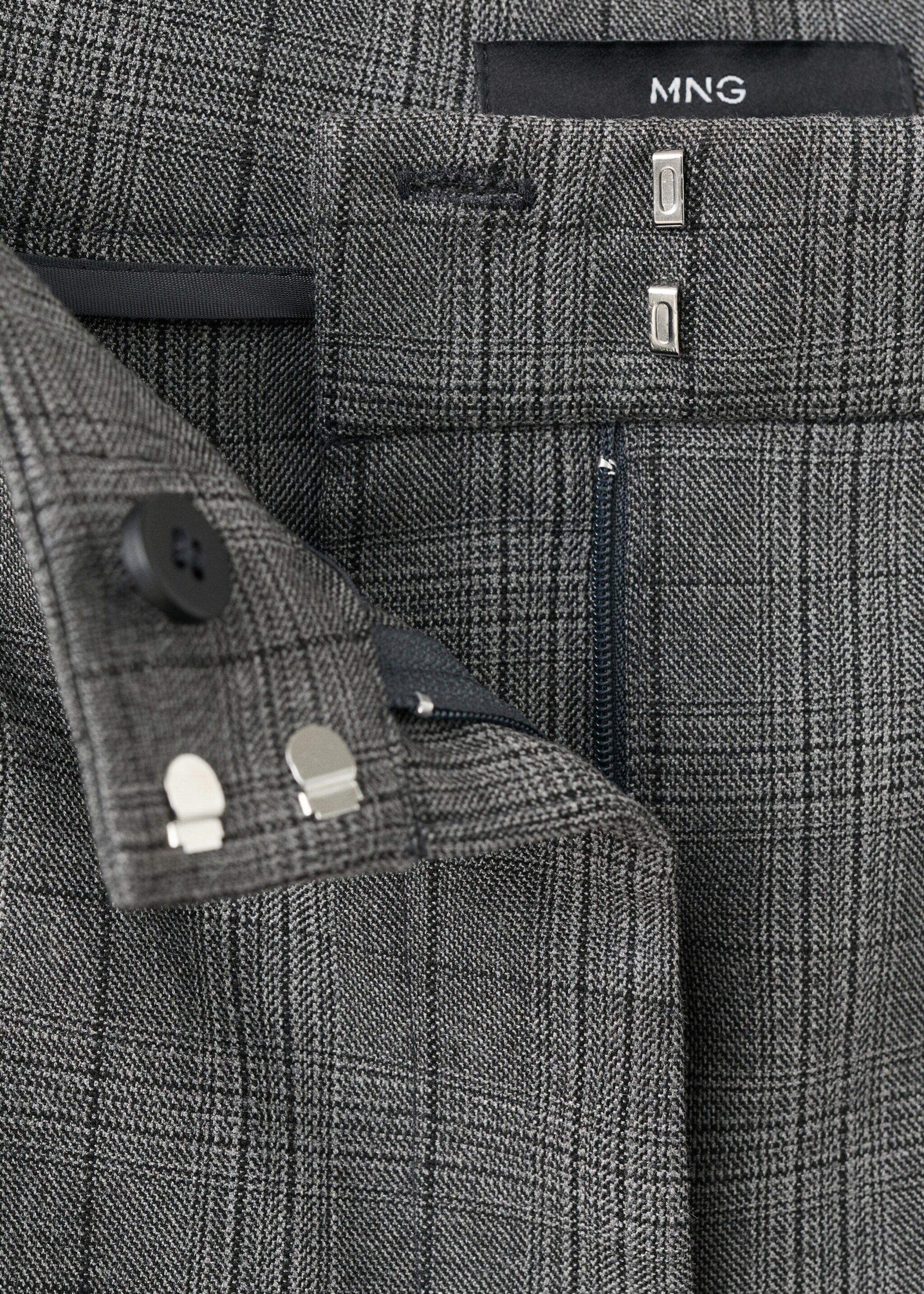 Wide-leg check suit trousers - Details of the article 8, Grey. Ref: 27081347-00.