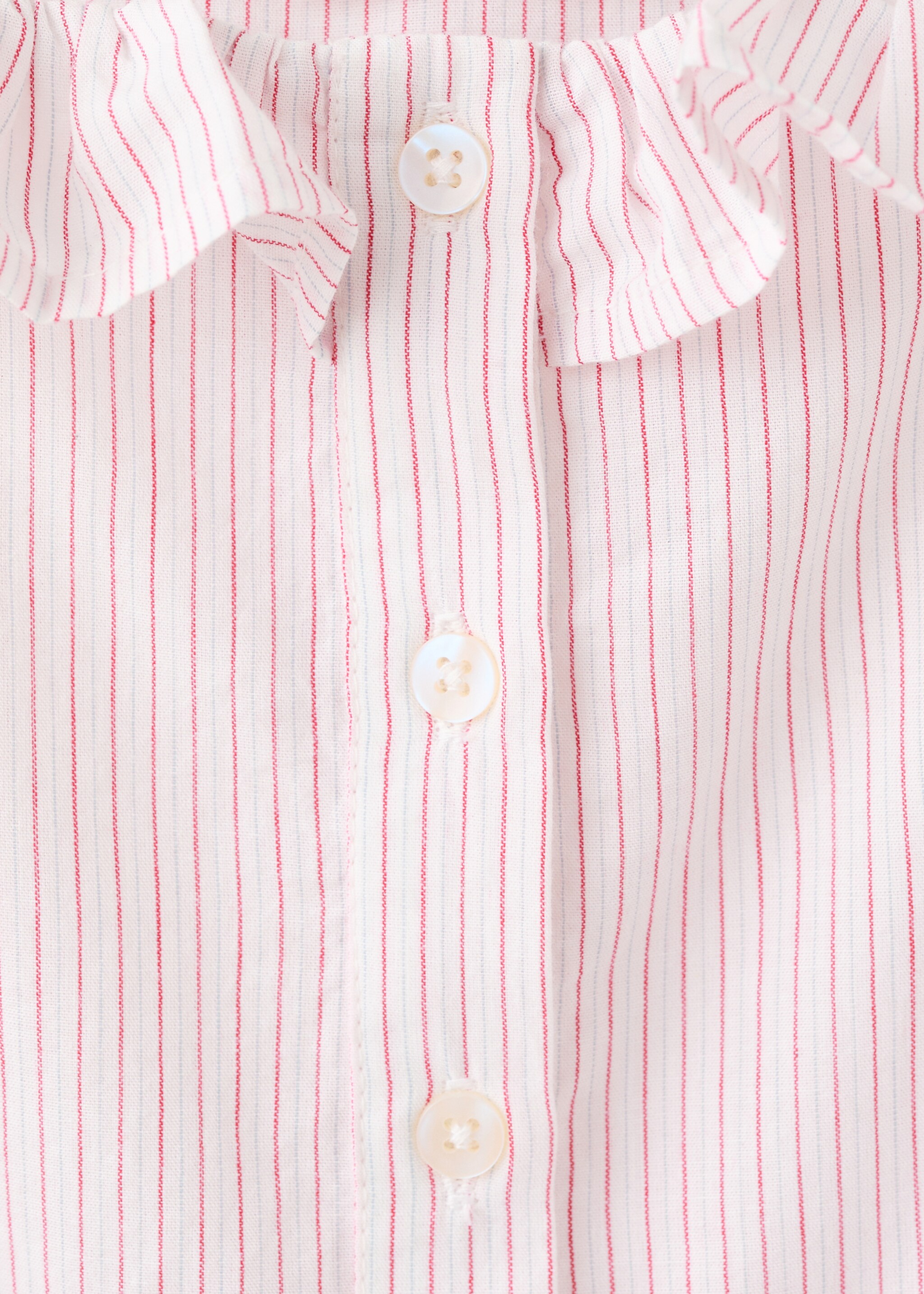 Ruffled stripe-patterned blouse - Details of the article 0, Red. Ref: 27081507-00.