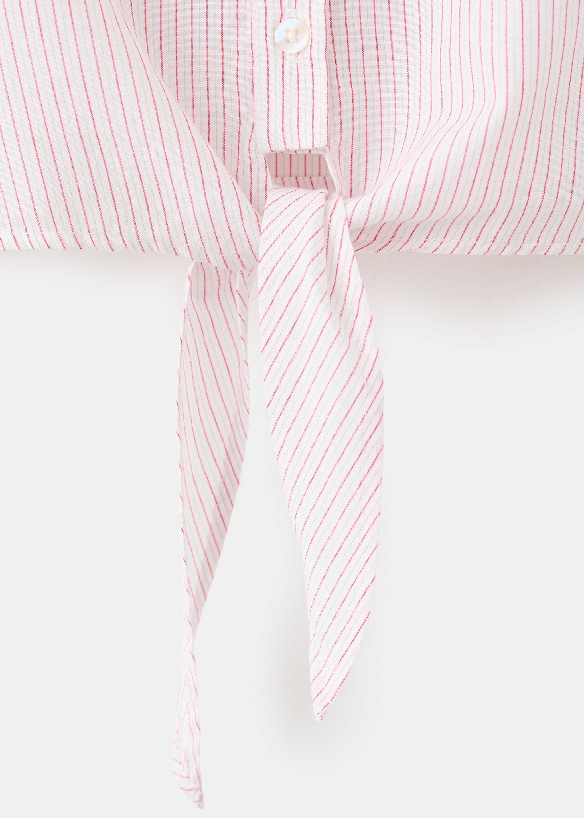 Ruffled stripe-patterned blouse - Details of the article 8, Red. Ref: 27081507-00.