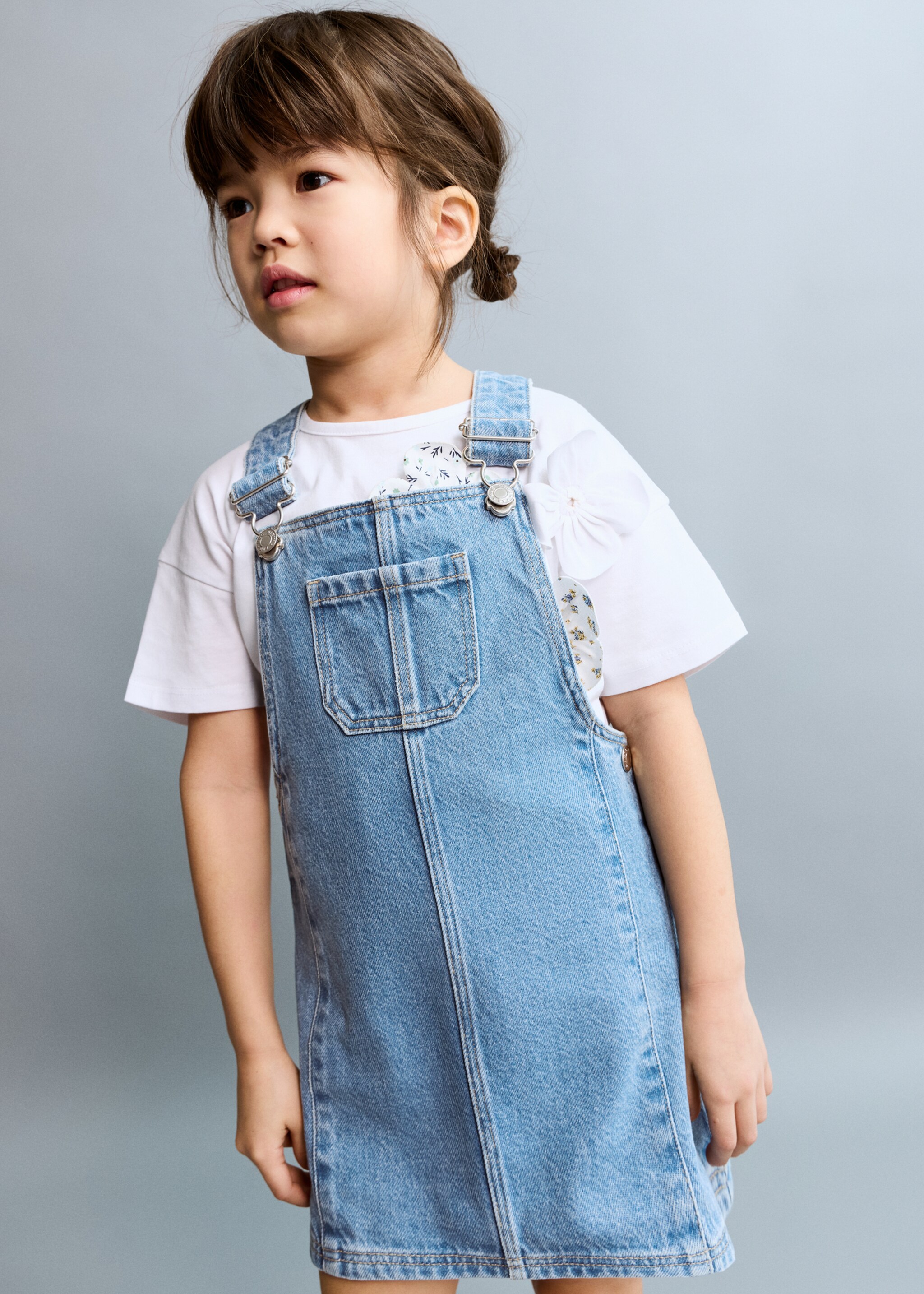 Short denim pinafore - Medium plane, Medium Blue. Ref: 27081508-00.