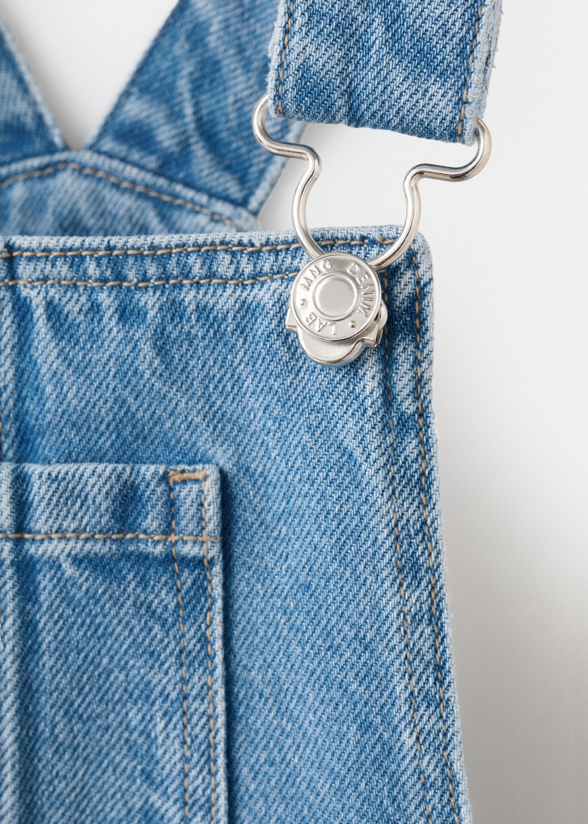 Short denim pinafore - Details of the article 0, Medium Blue. Ref: 27081508-00.