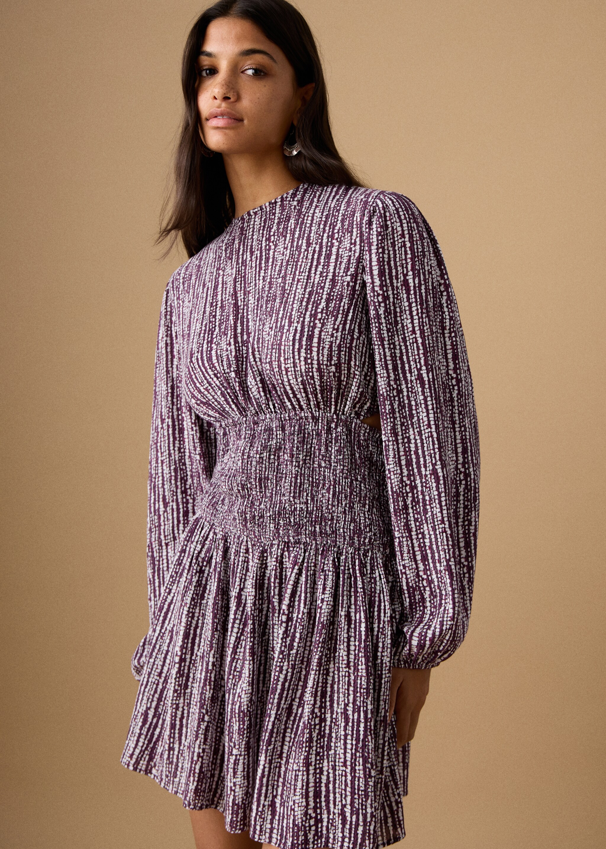 Lurex cut-out print dress - Medium plane, Light/Pastel Purple. Ref: 27081511-00.