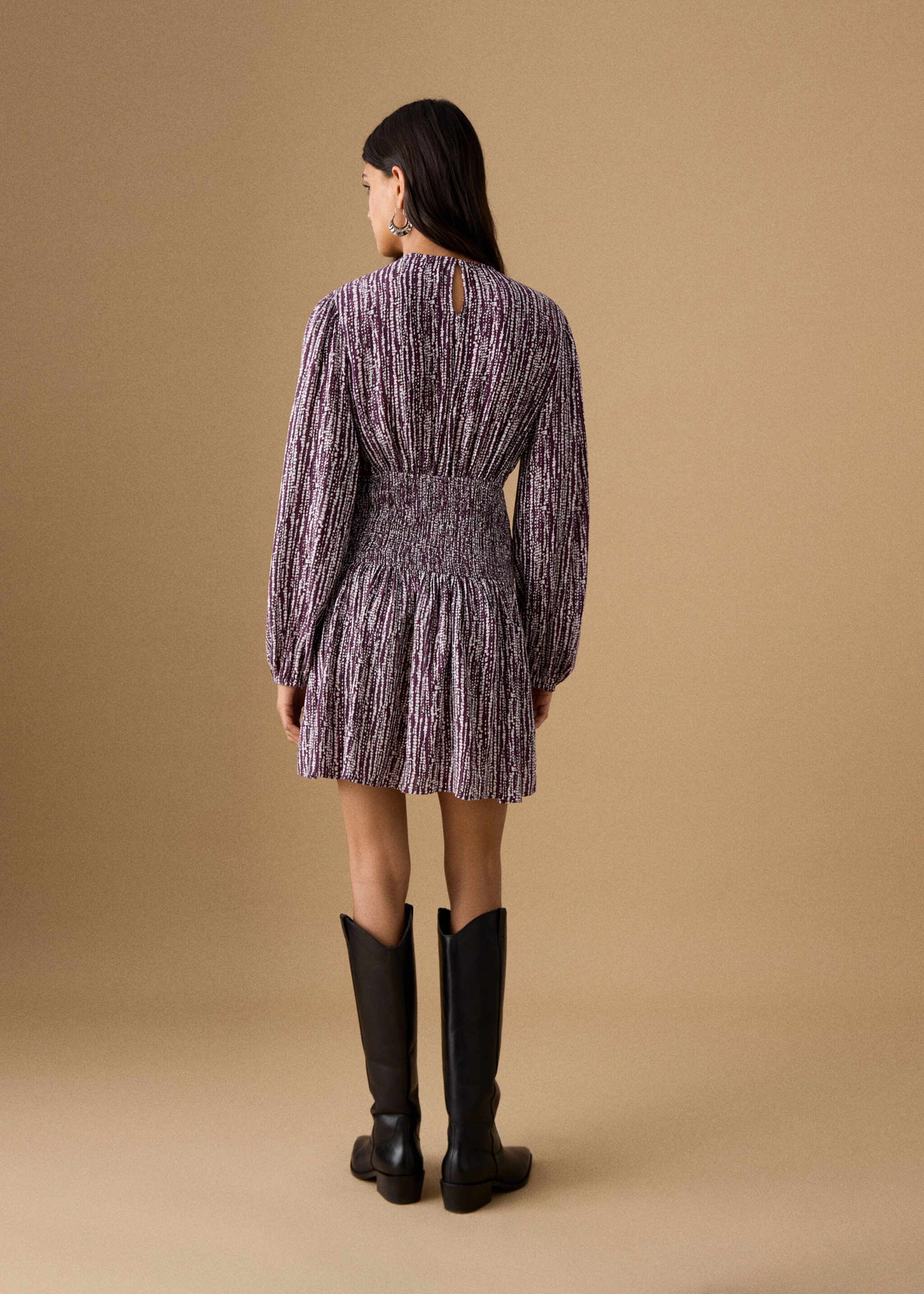 Lurex cut-out print dress - Reverse of the article, Light/Pastel Purple. Ref: 27081511-00.