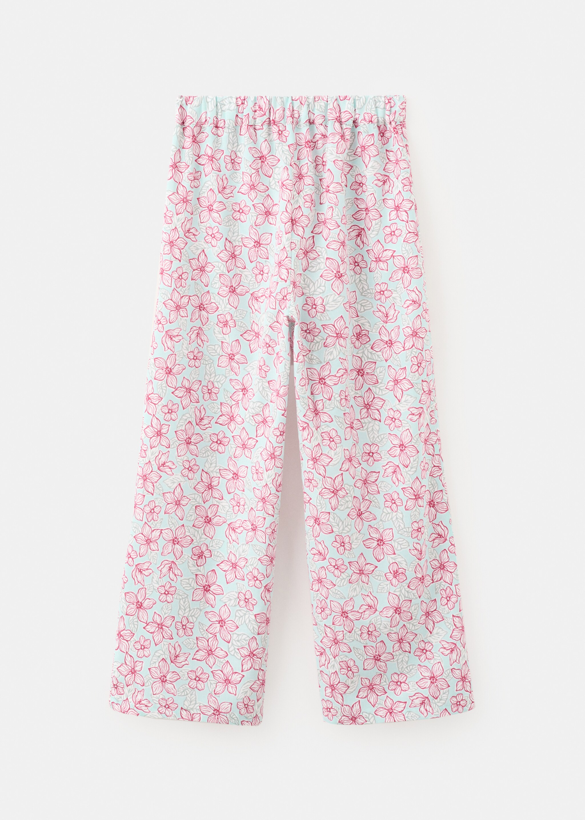 Flower print trousers - Reverse of the article, Aqua Green. Ref: 27081513-00.