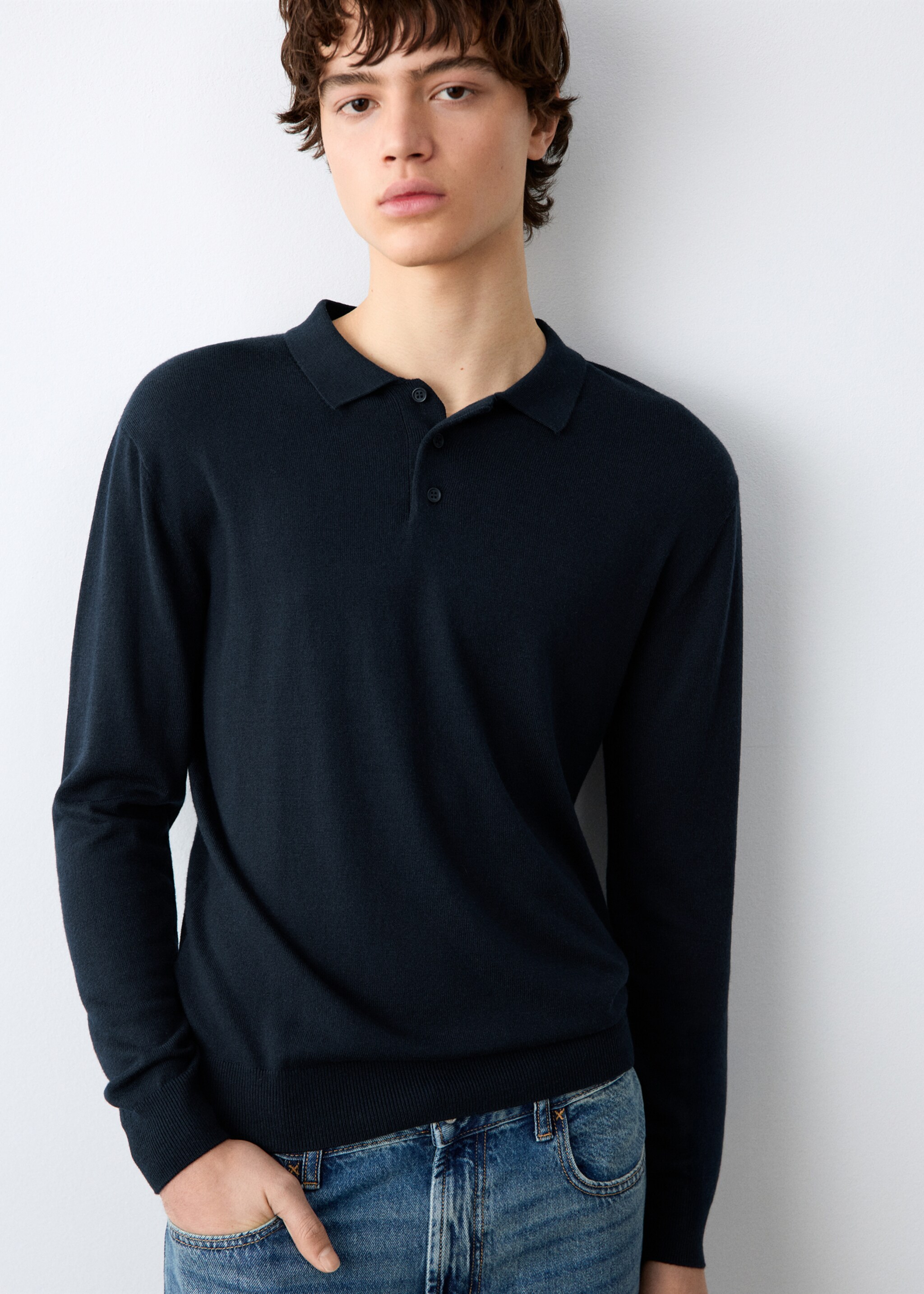 Sweater polob - Medium plane, Navy. Ref: 27081515-00.
