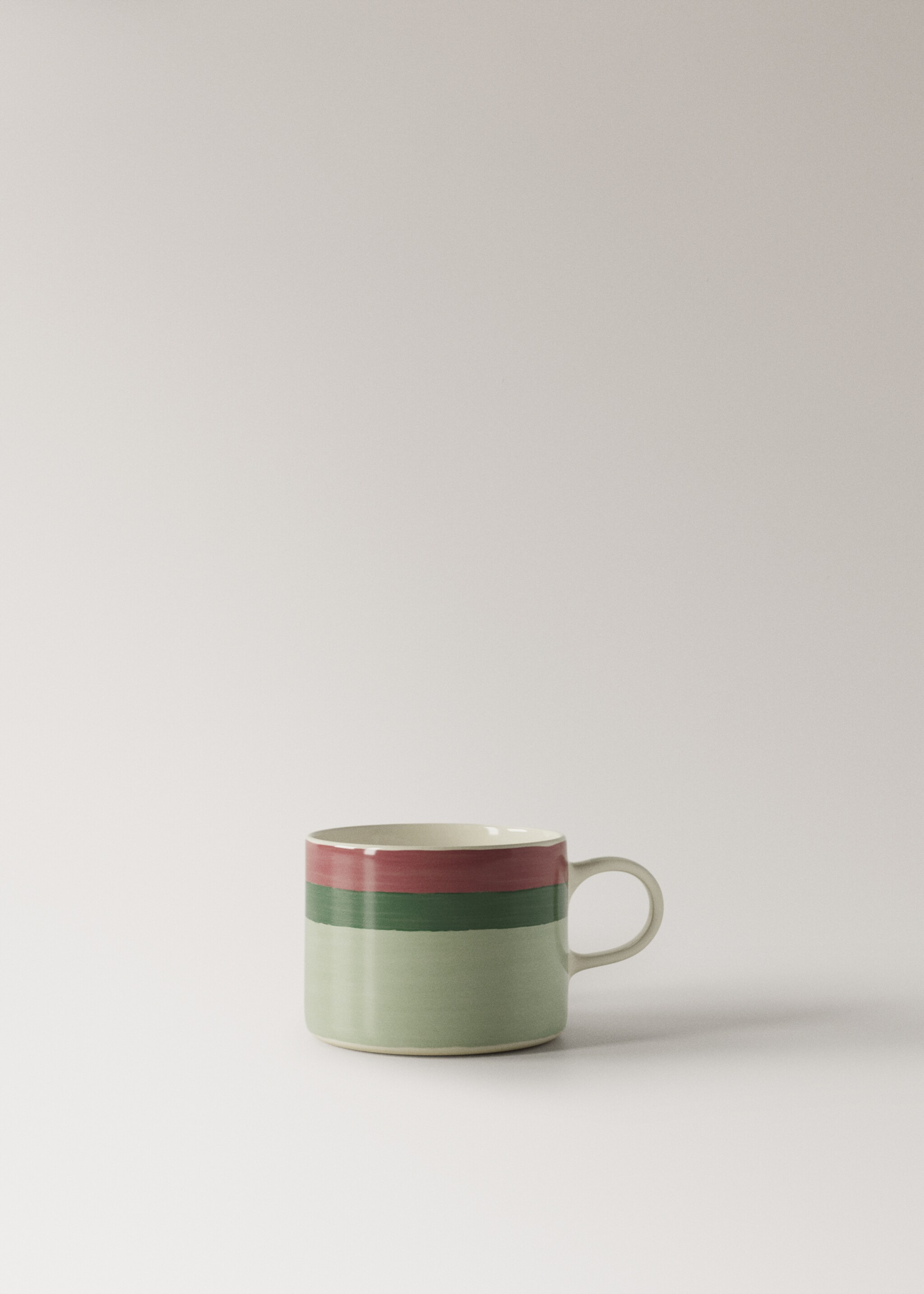 Striped stoneware coffee cup - Article without model, Forest Green. Ref: 27081523-00.