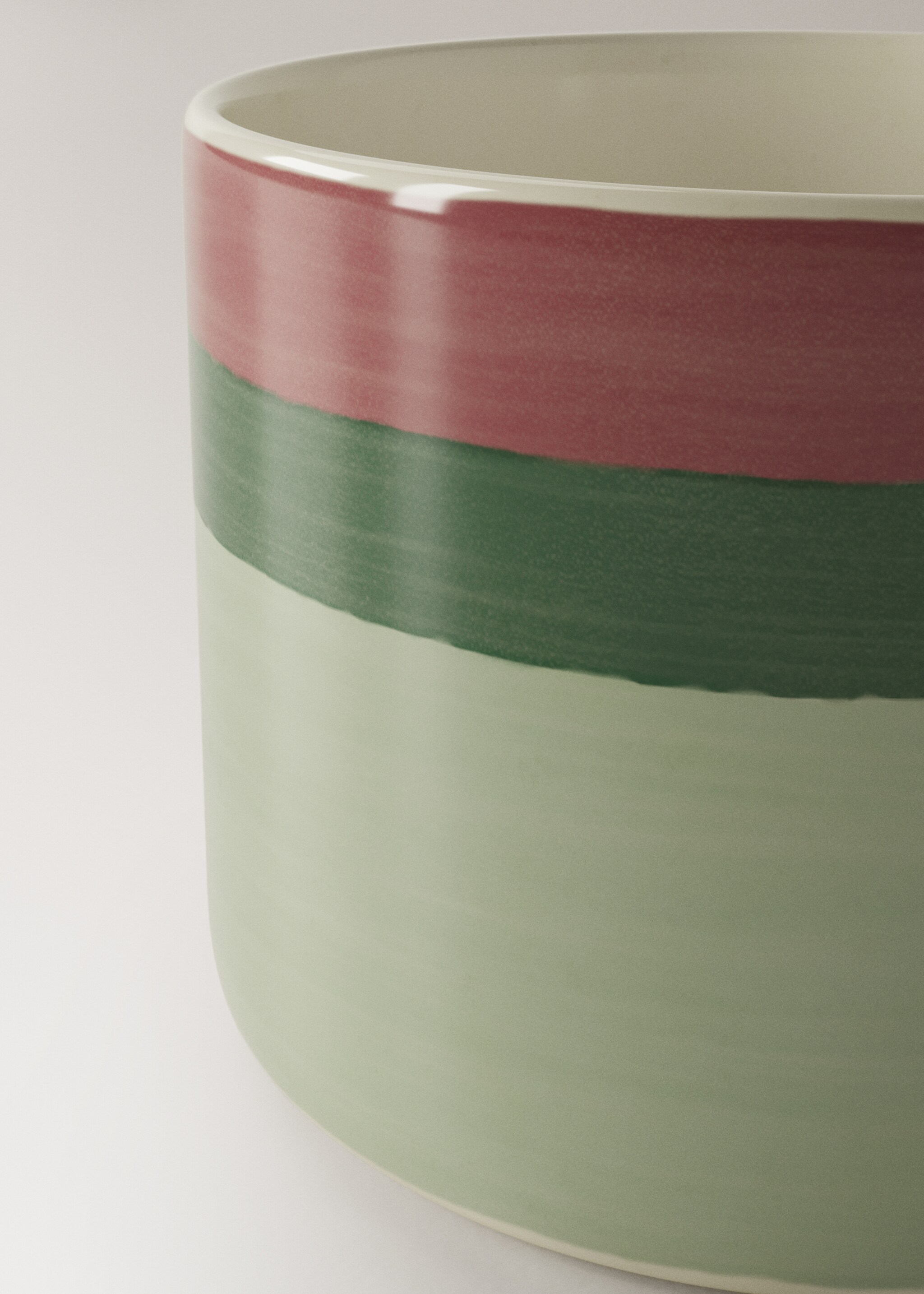 Striped stoneware coffee cup - Details of the article 2, Forest Green. Ref: 27081523-00.