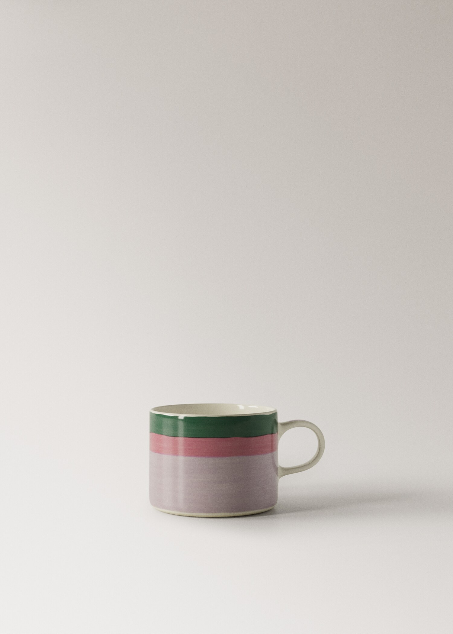 Colored striped stoneware coffee mug - Article without model