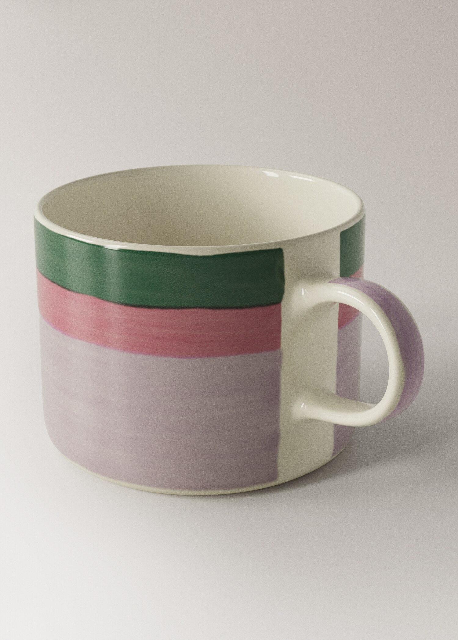 Colored striped stoneware coffee mug - Details of the article 1