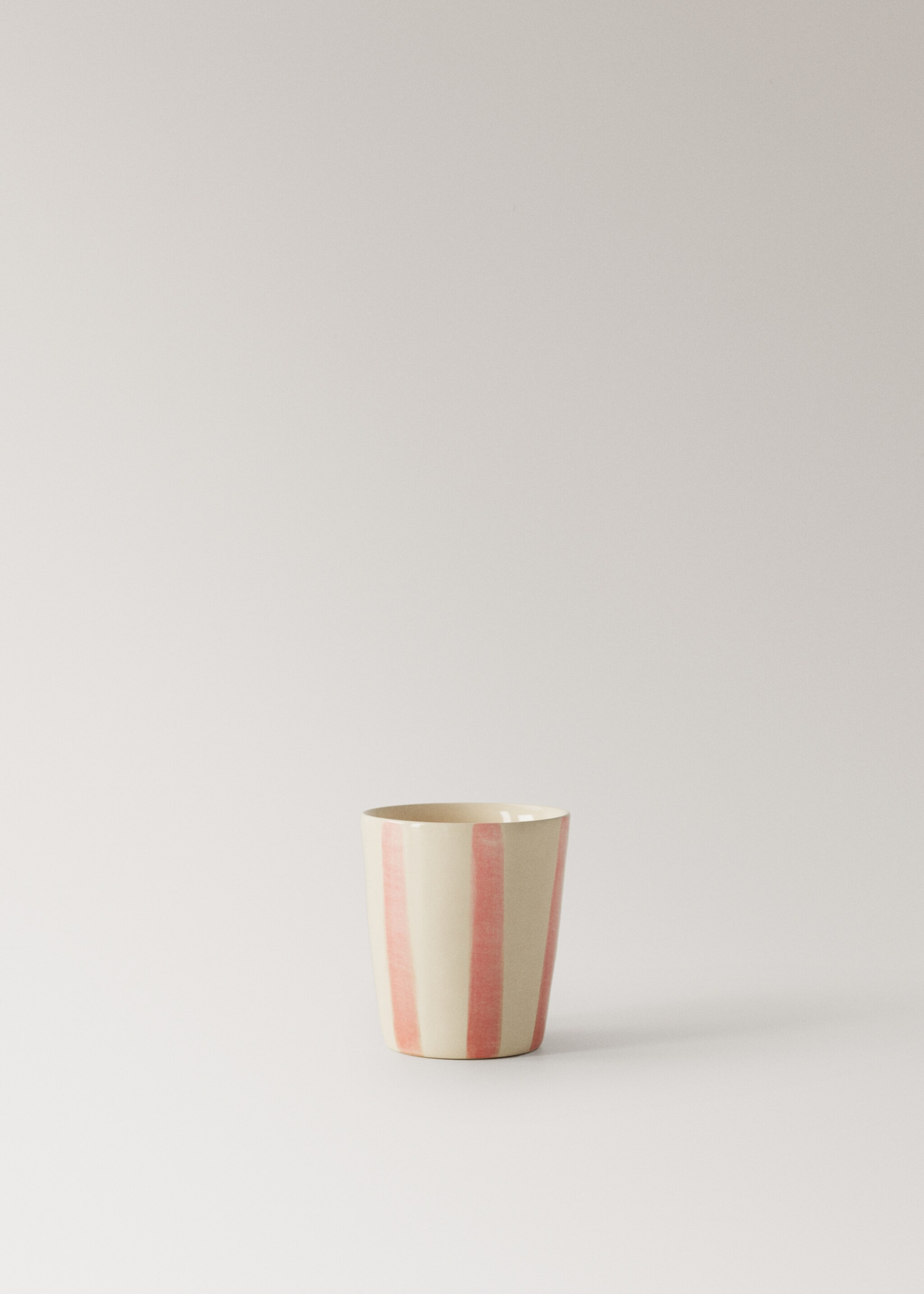 Espresso stoneware mug with stripes - Article without model, Pink. Ref: 27081528-00.