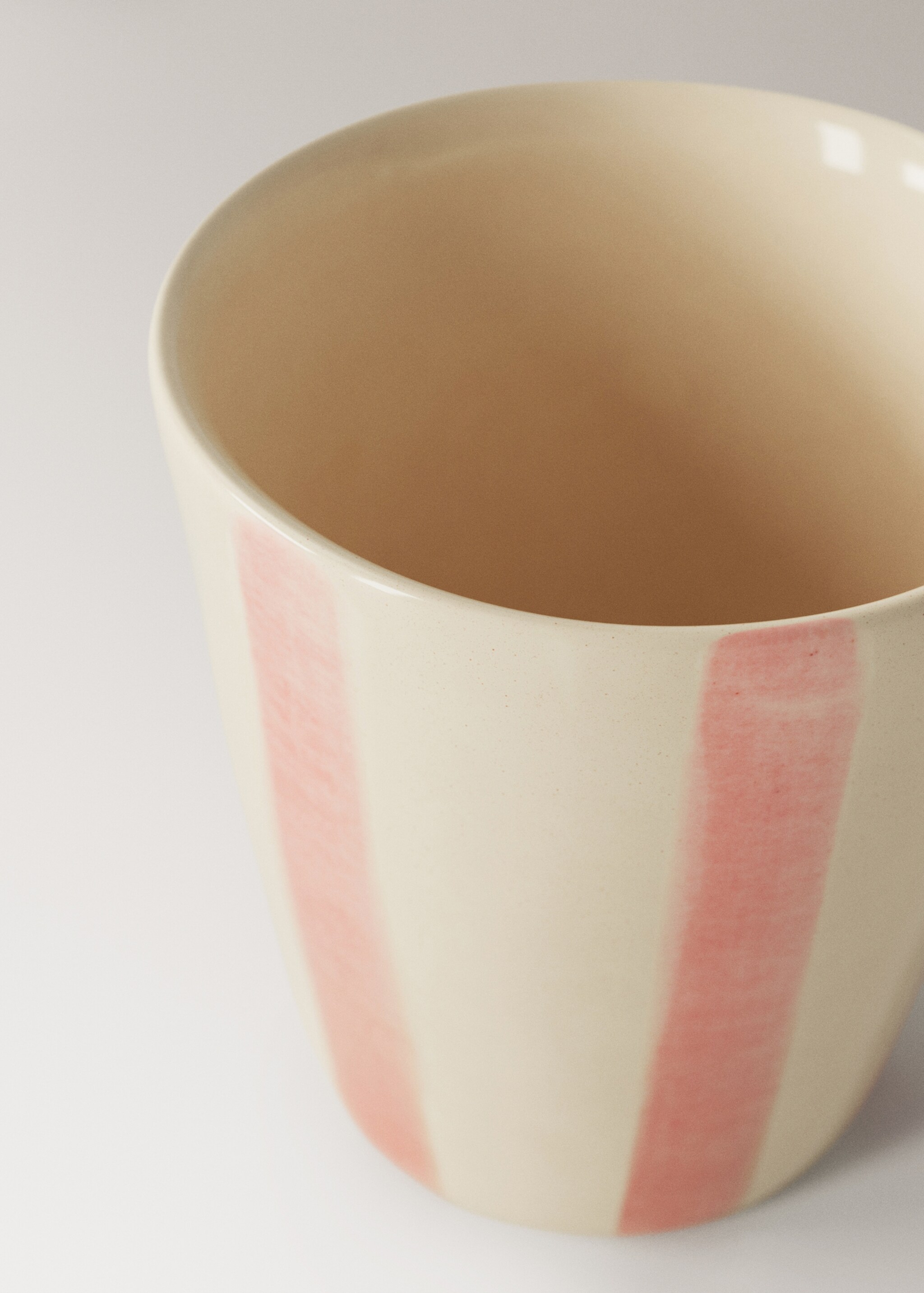 Espresso stoneware mug with stripes - Details of the article 1, Pink. Ref: 27081528-00.