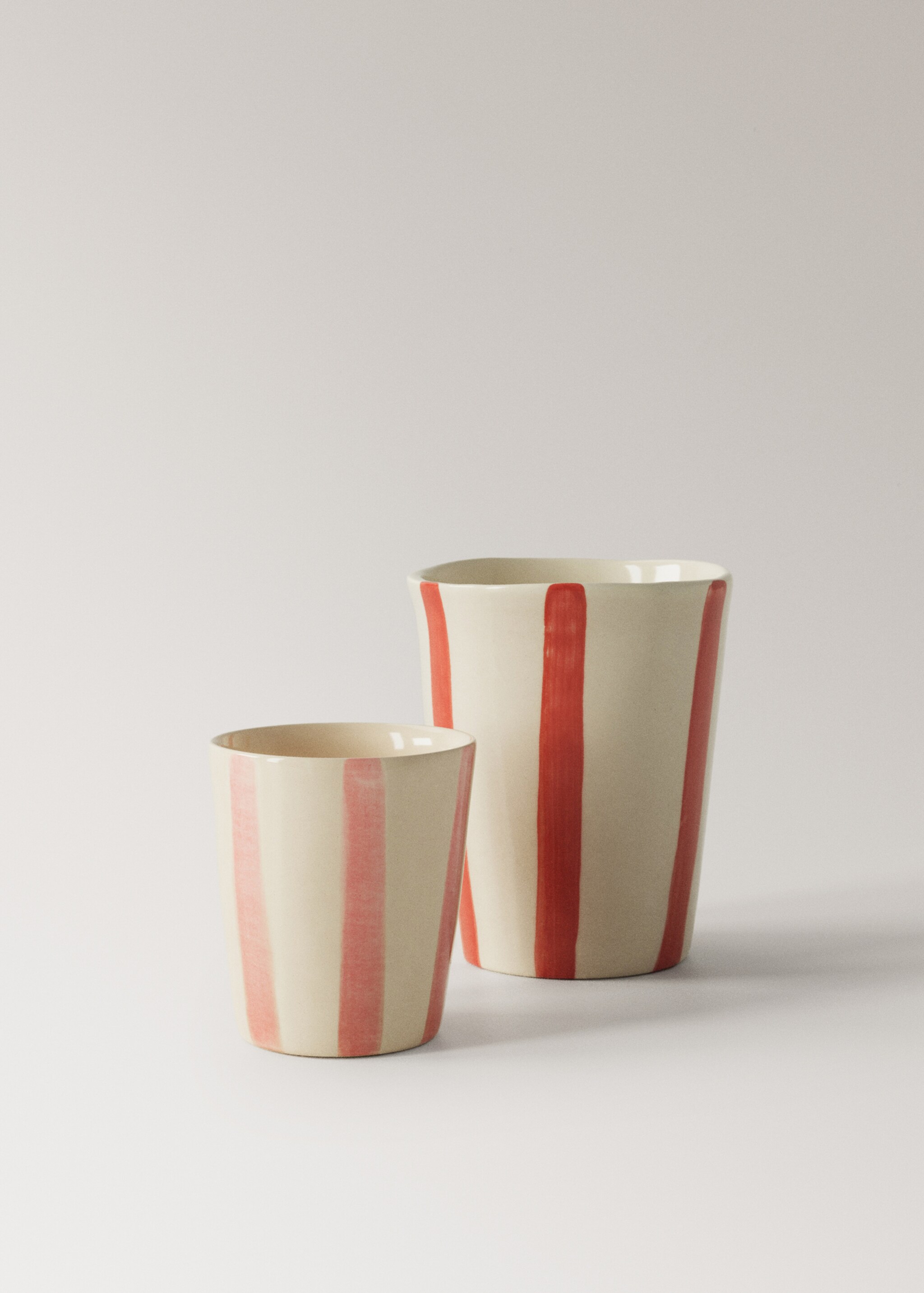 Espresso stoneware mug with stripes - Details of the article 3, Pink. Ref: 27081528-00.