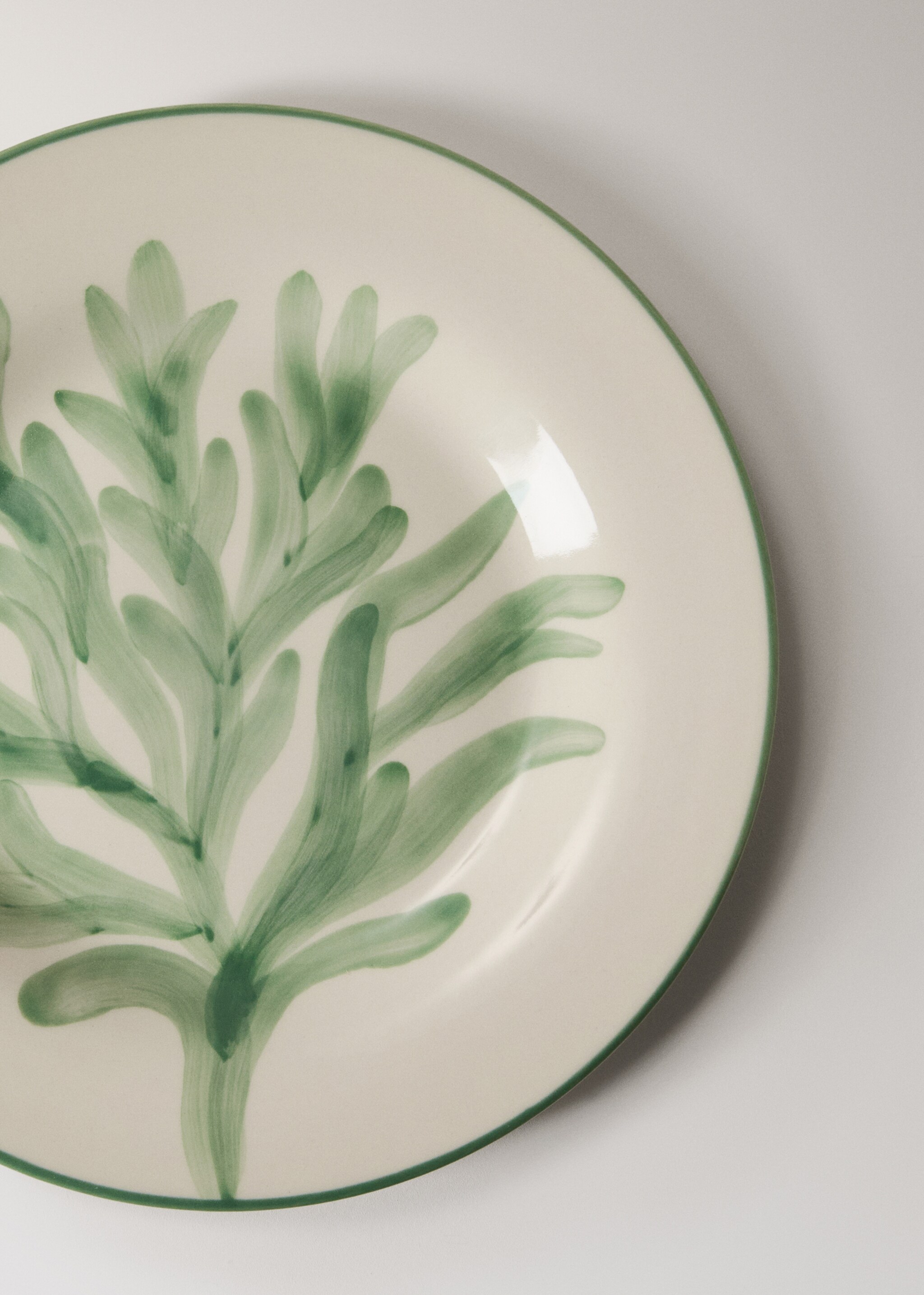 Plat postres gres disseny flor - Detall de l'article 1, Verd pastel. Ref: 27081533-00.