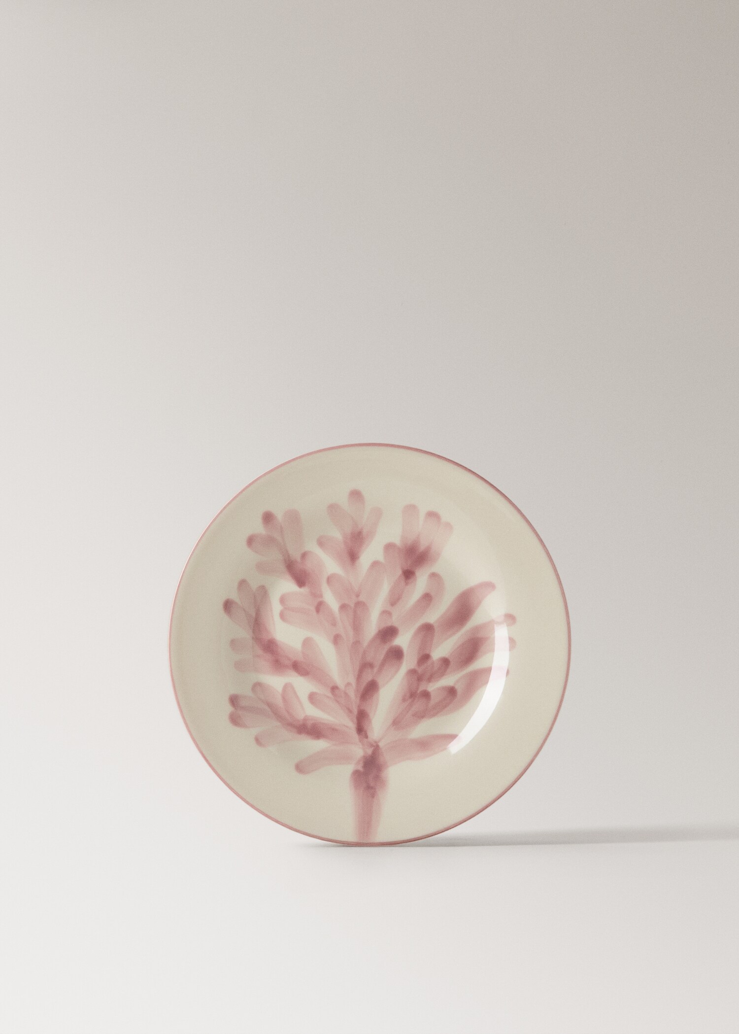 Stoneware dessert plate with floral design - Article without model