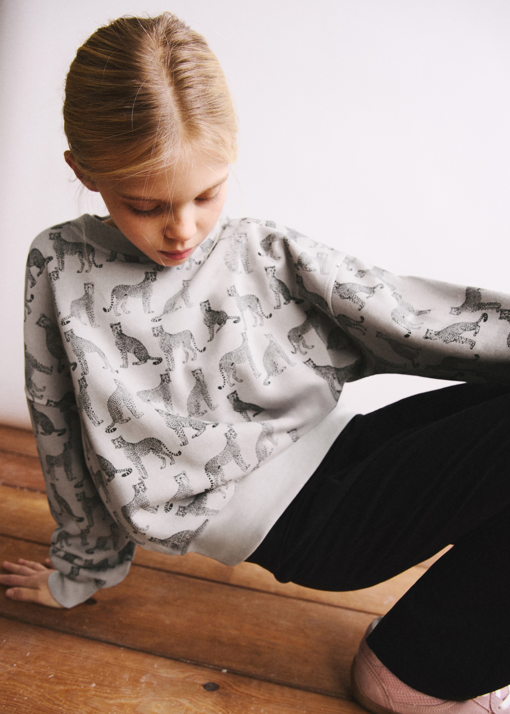 Printed cotton sweatshirt - Medium plane, Light Heather Grey. Ref: 27081534-00.