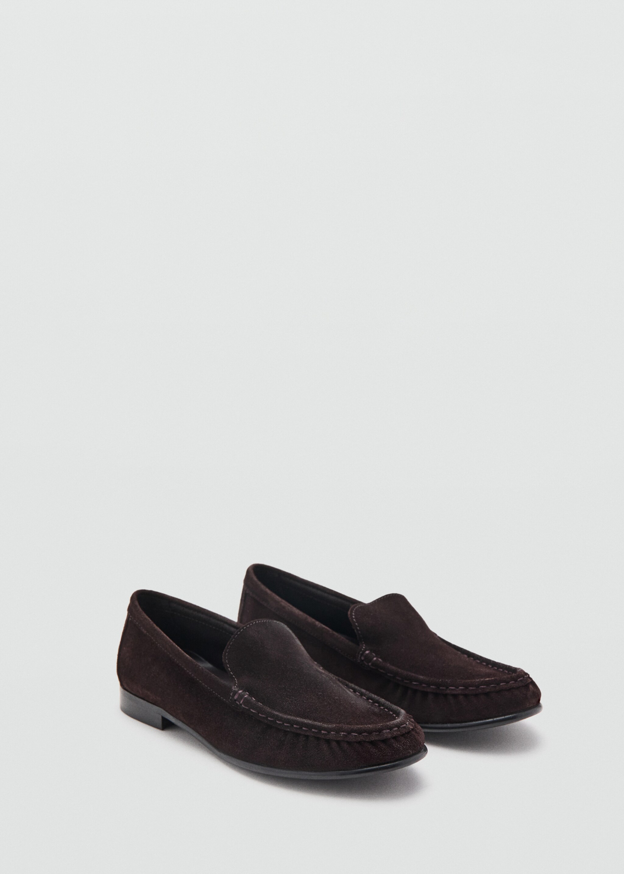 Gathered suede moccasins - Medium plane, Chocolate. Ref: 27081536-00.