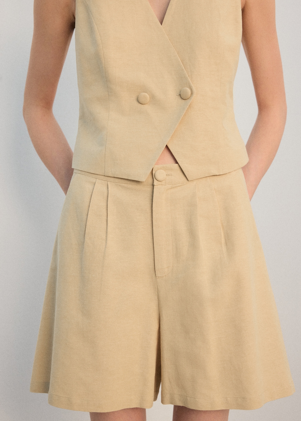 Straight linen-blend shorts