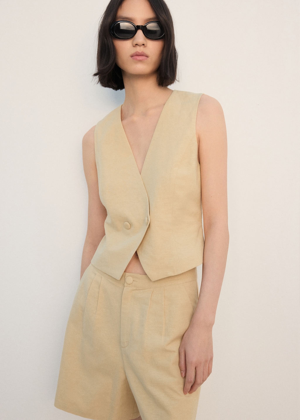Straight linen-blend shorts - image 4