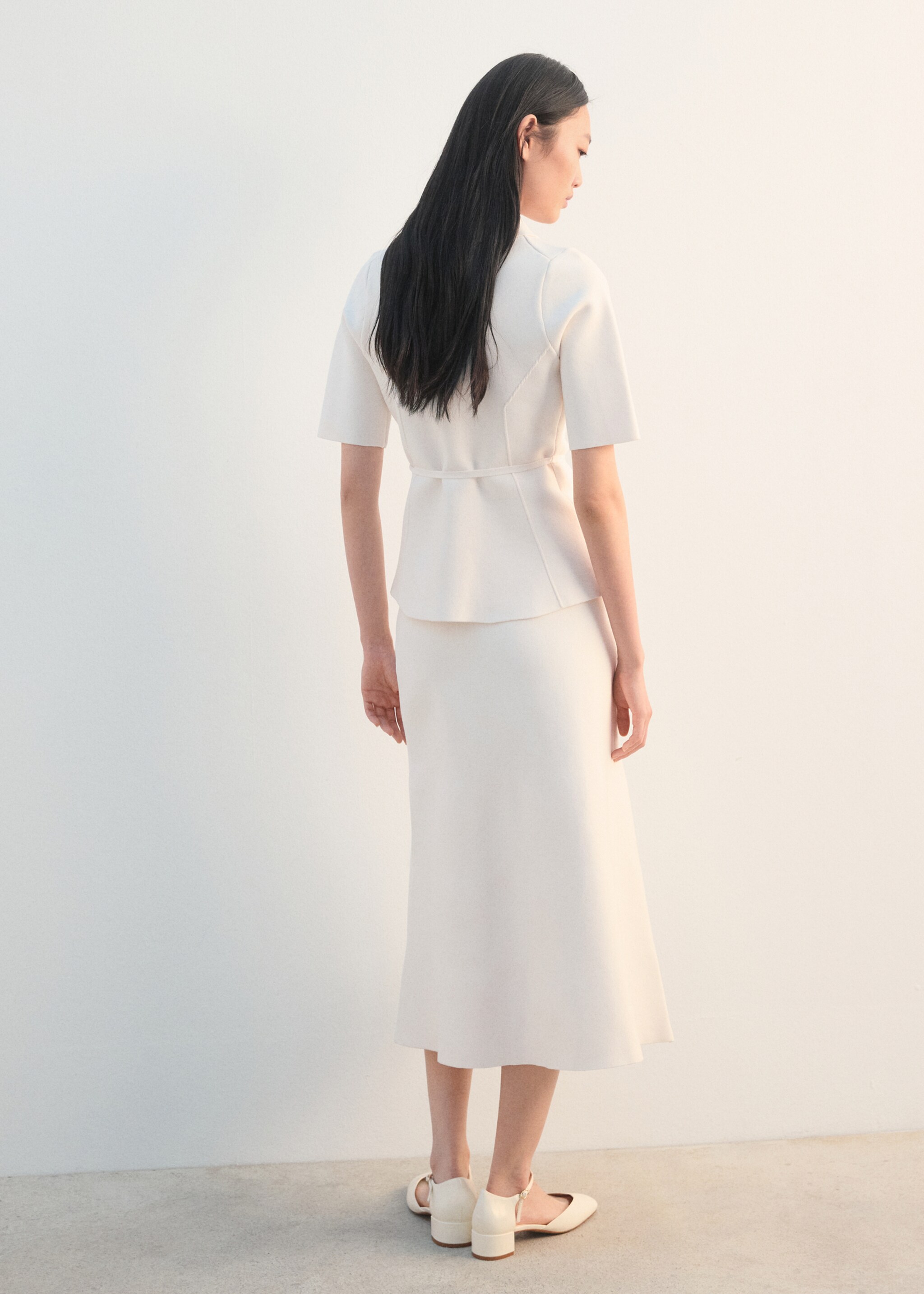 Jupe évasée maille - Verso de l’article, Blanc cassé. Ref: 27082540-00.