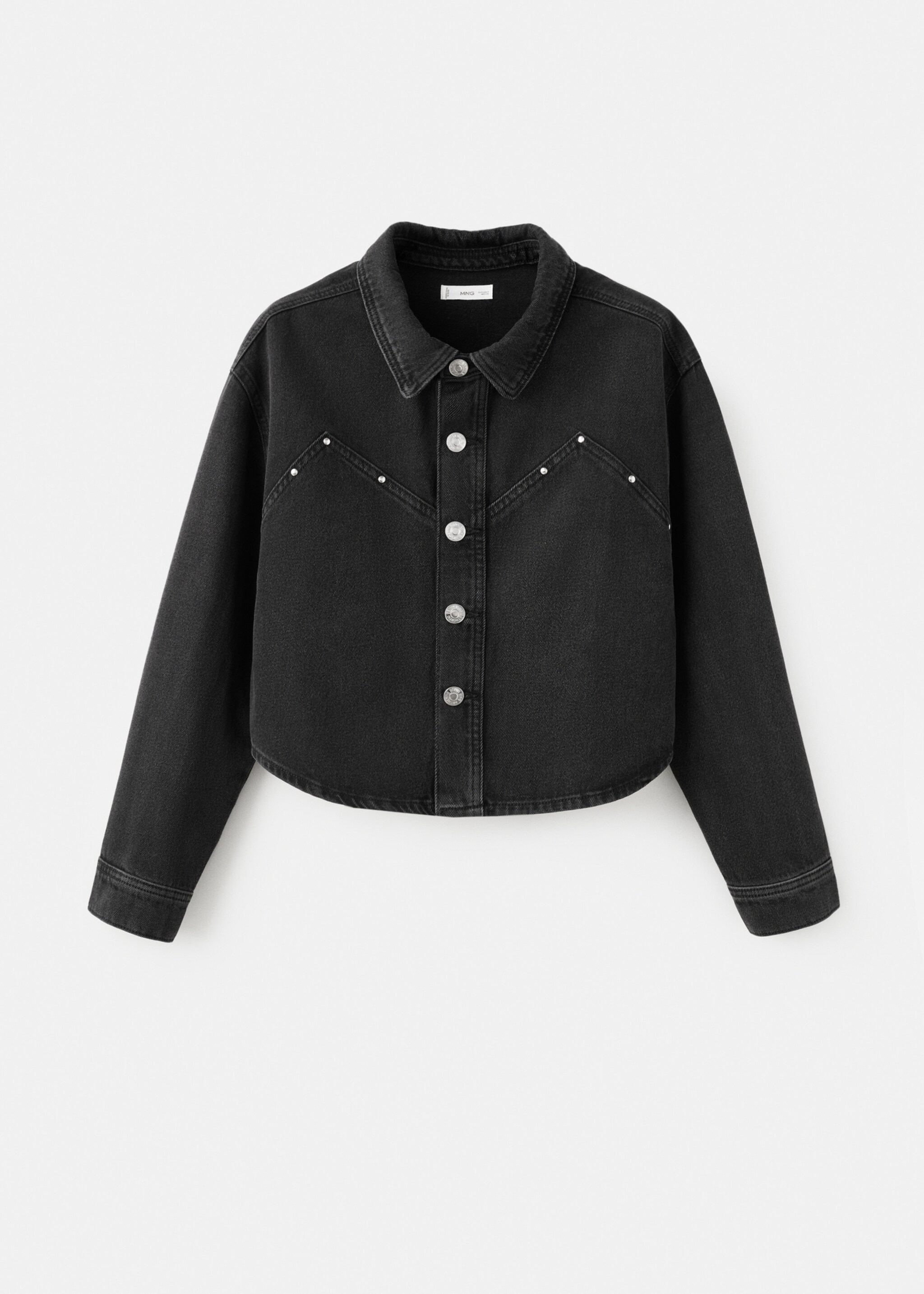Denim shirt with studs - Article without model, Black denim. Ref: 27082543-00.