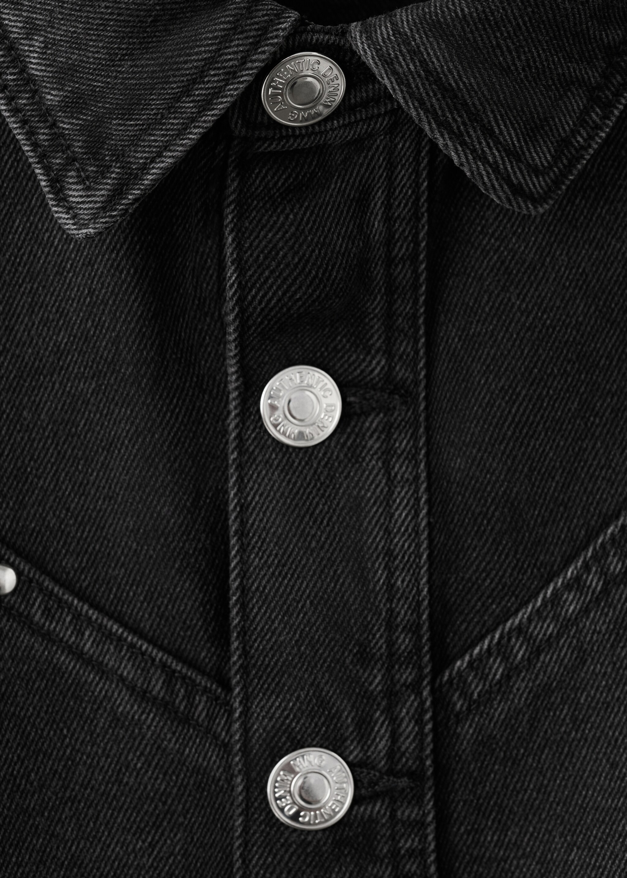 Denim shirt with studs - Details of the article 8, Black denim. Ref: 27082543-00.
