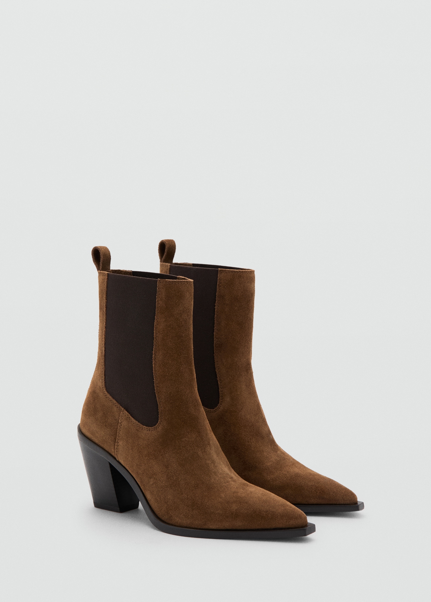 Suede Ankle Boot With Pointed Panels