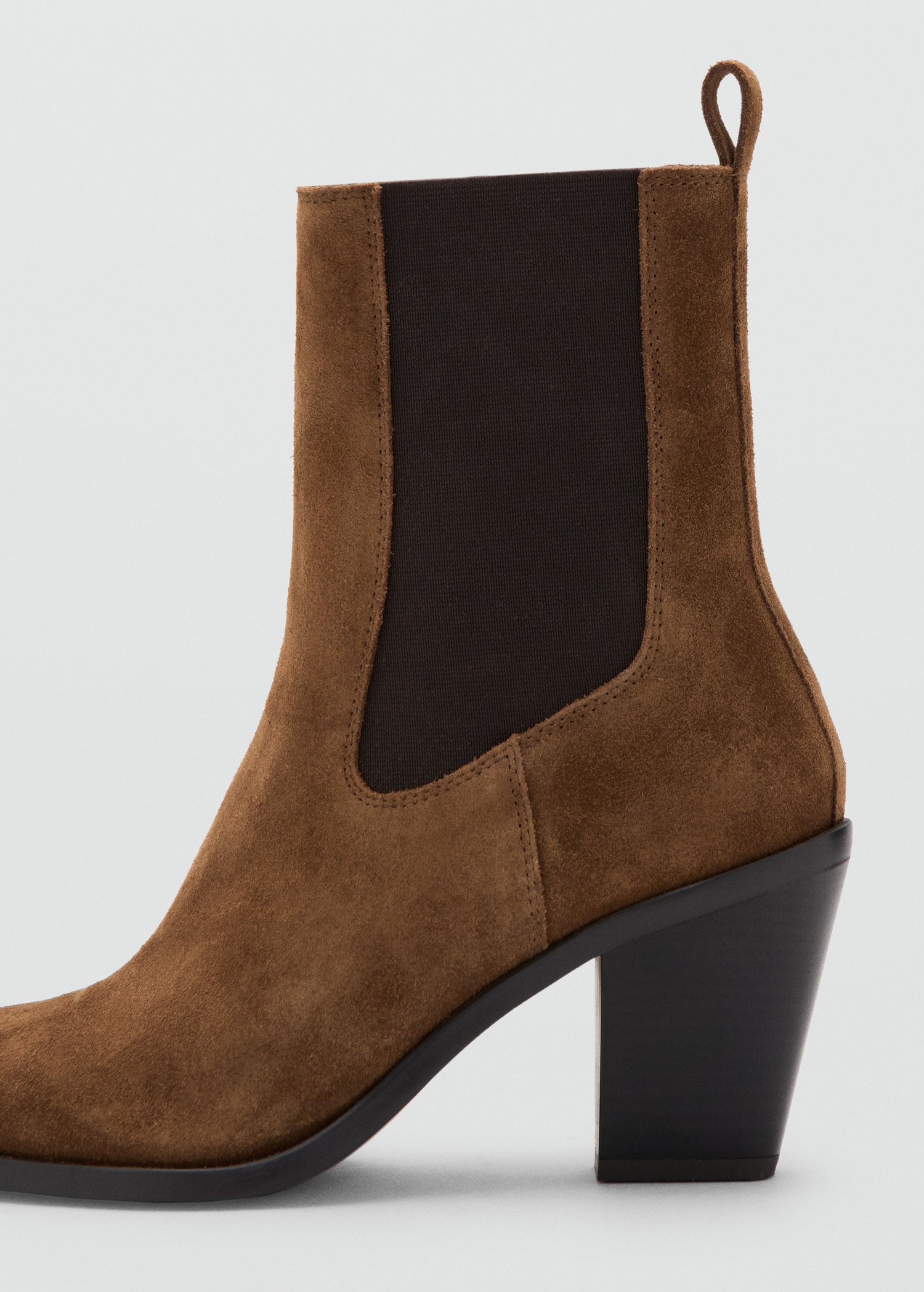 Suede Ankle Boot With Pointed Panels