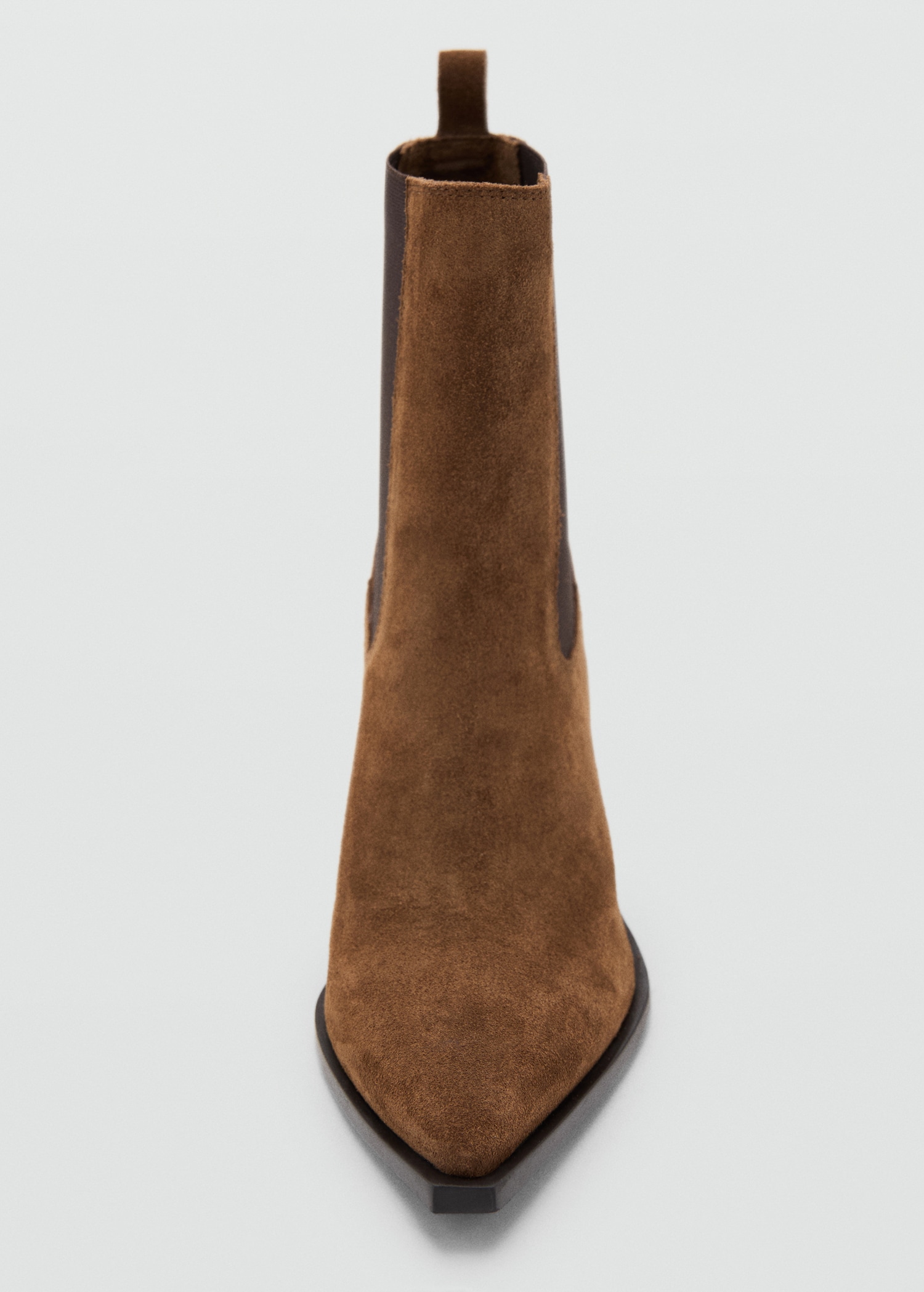 Suede Ankle Boot With Pointed Panels