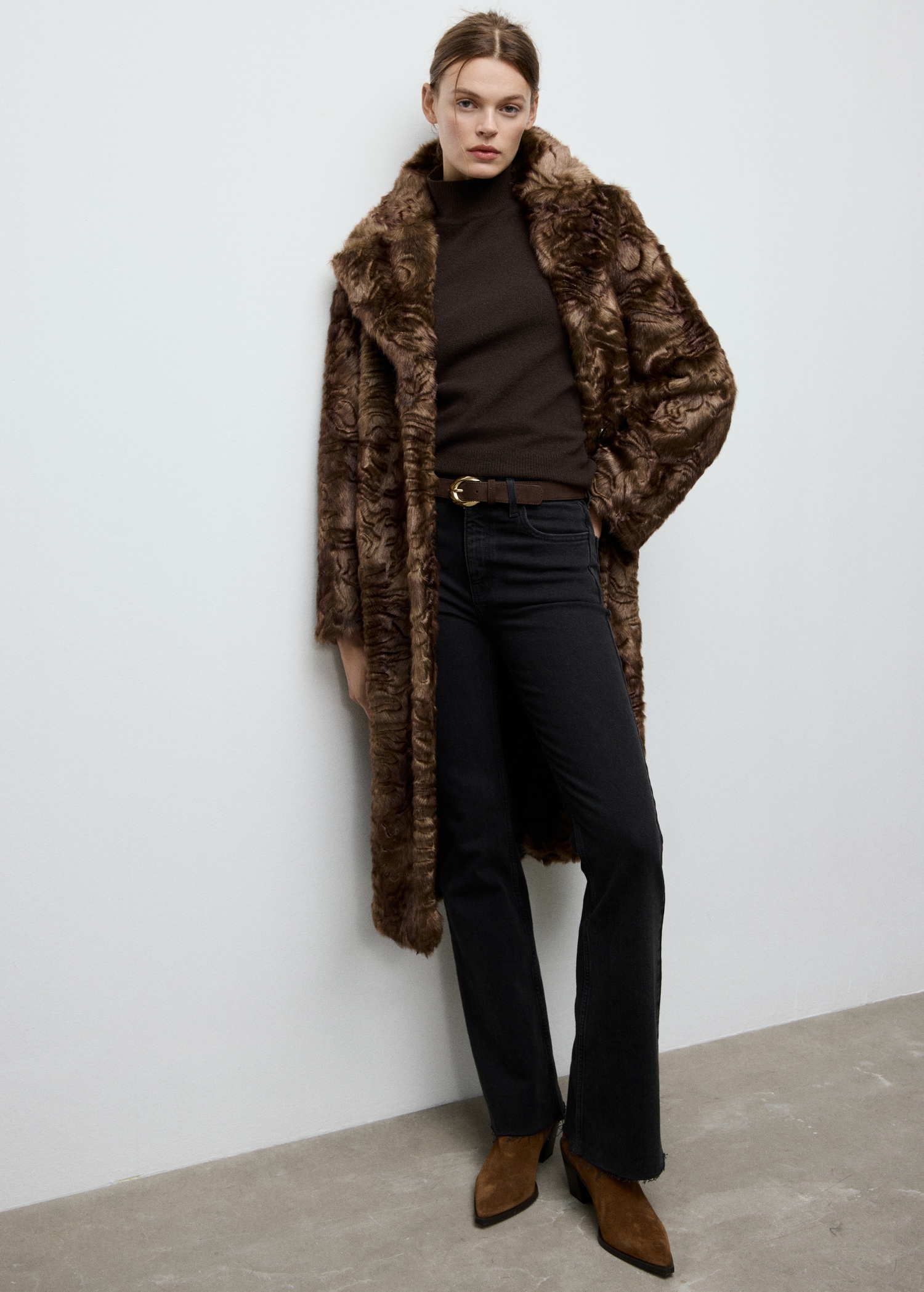 Suede Ankle Boot With Pointed Panels