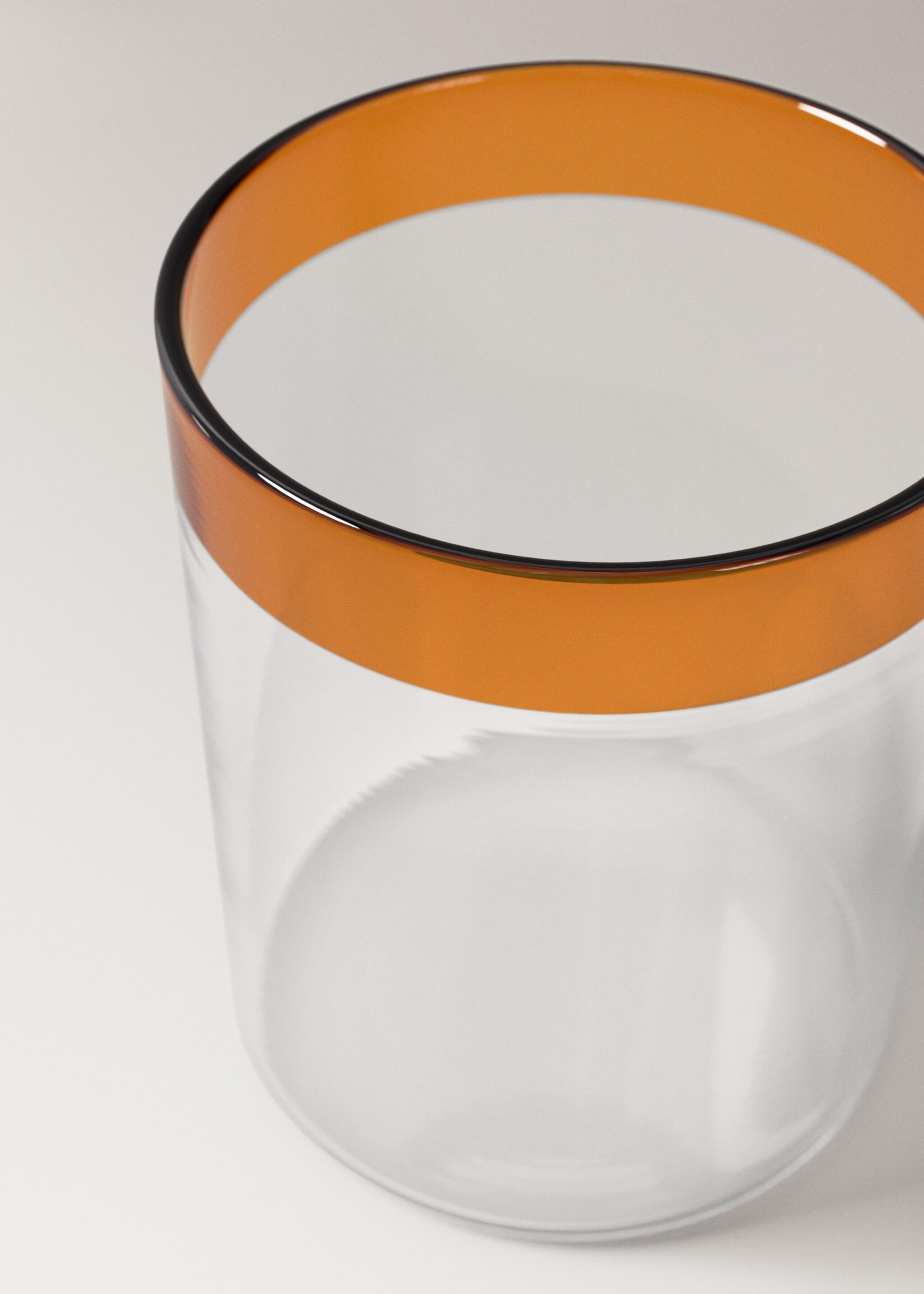 Borosilicate glass with coloured rim - Details of the article 1, Orange. Ref: 27082914-00.
