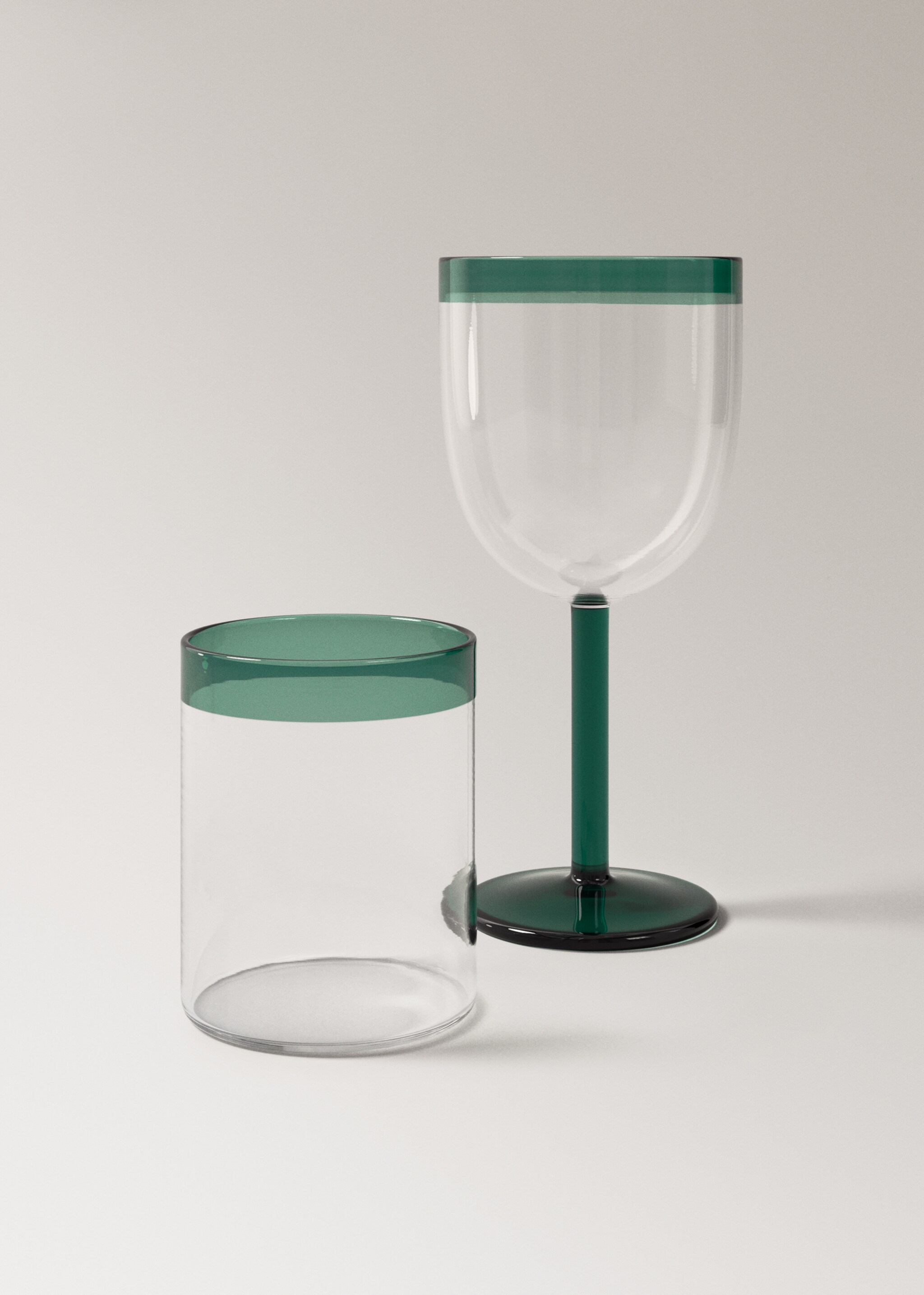 Borosilicate glass with coloured rim - Details of the article 3, Green. Ref: 27082914-00.