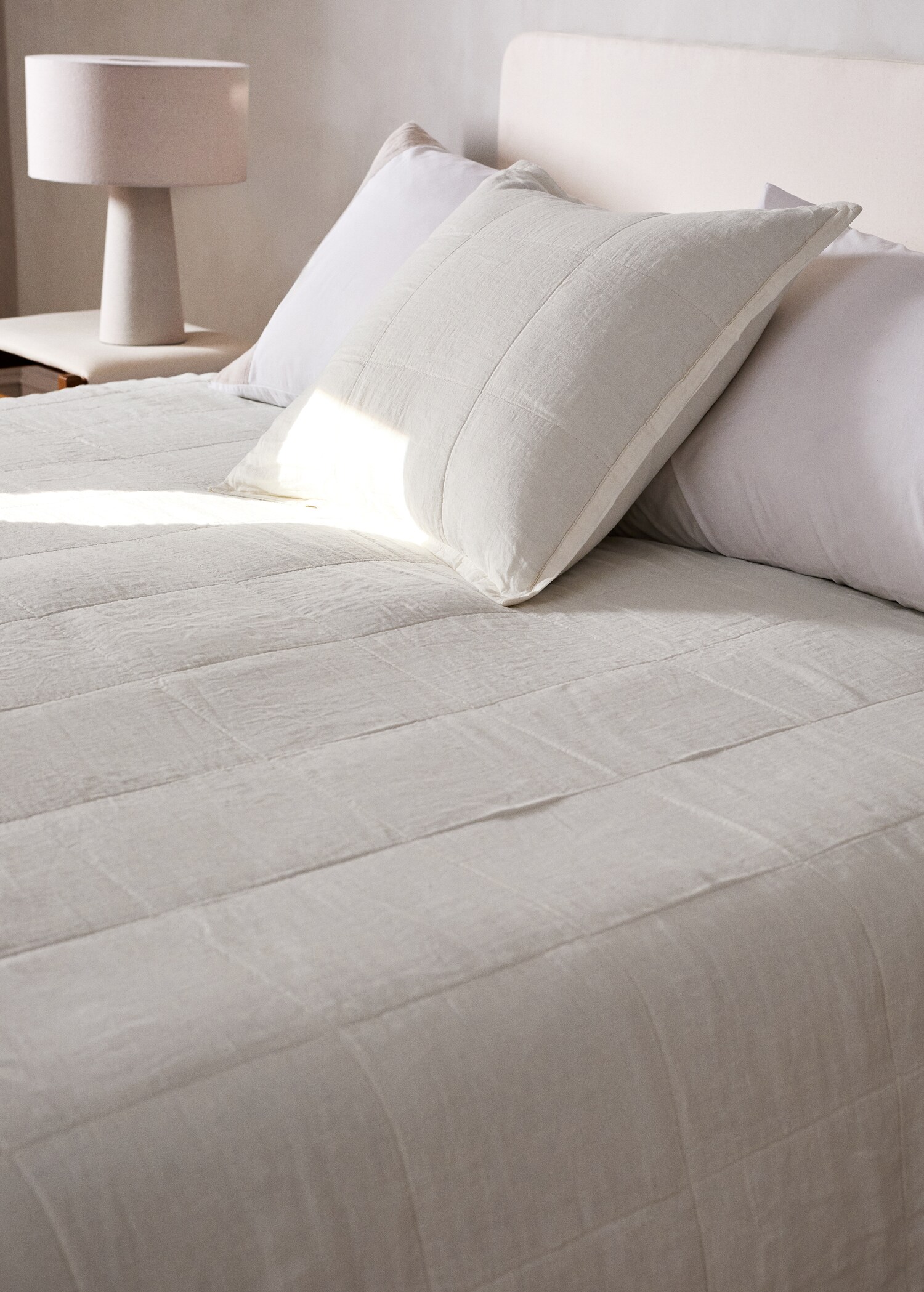 Washed linen large check bedspread for 150/160 cm bed - Details of the article 7