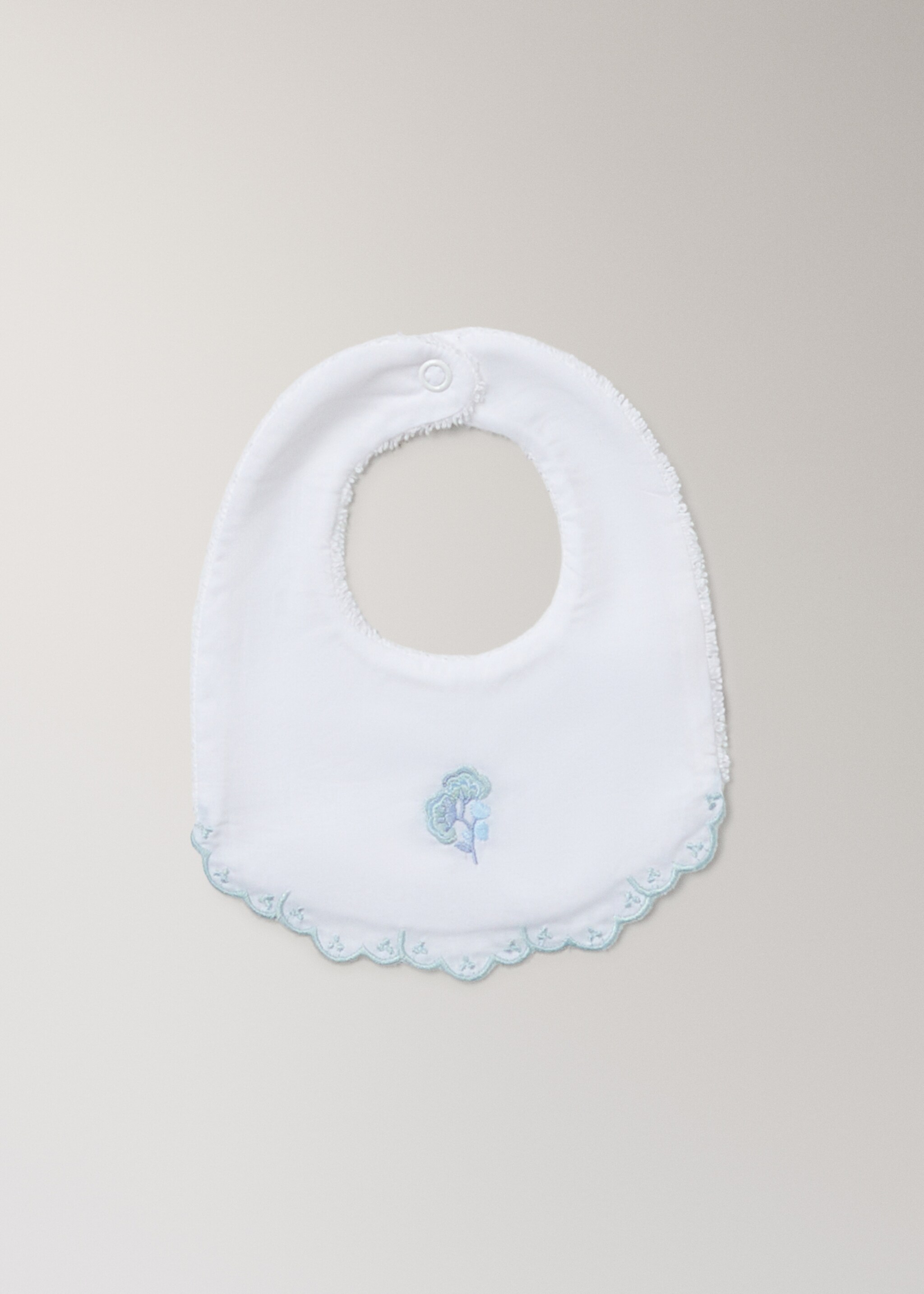 Embroidered cotton flower bib - Article without model, White. Ref: 27082927-00.