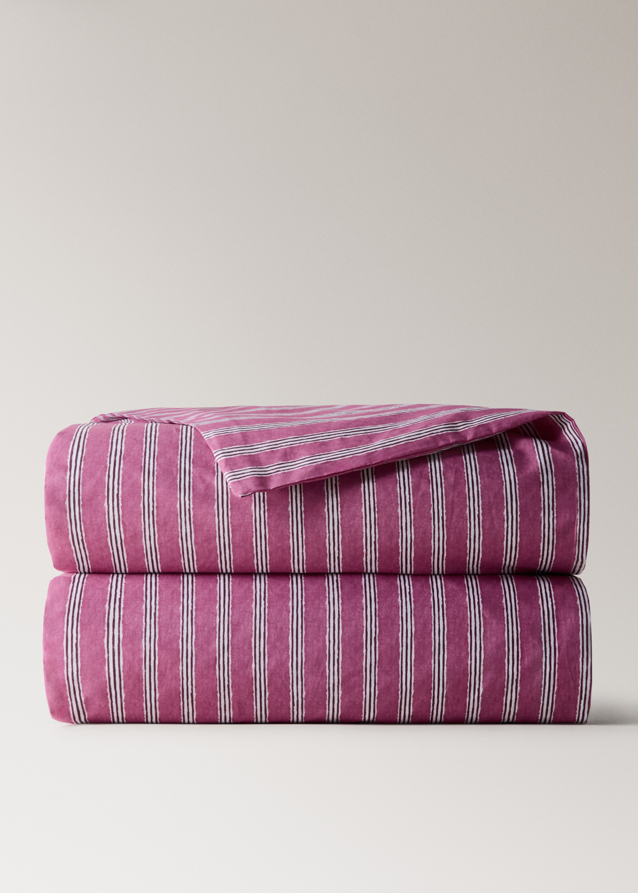 Funda nórdica algodón percal rayas tricolor Cama 150/160cm - Artículo sin modelo, Cereza. Ref: 27083010-00.