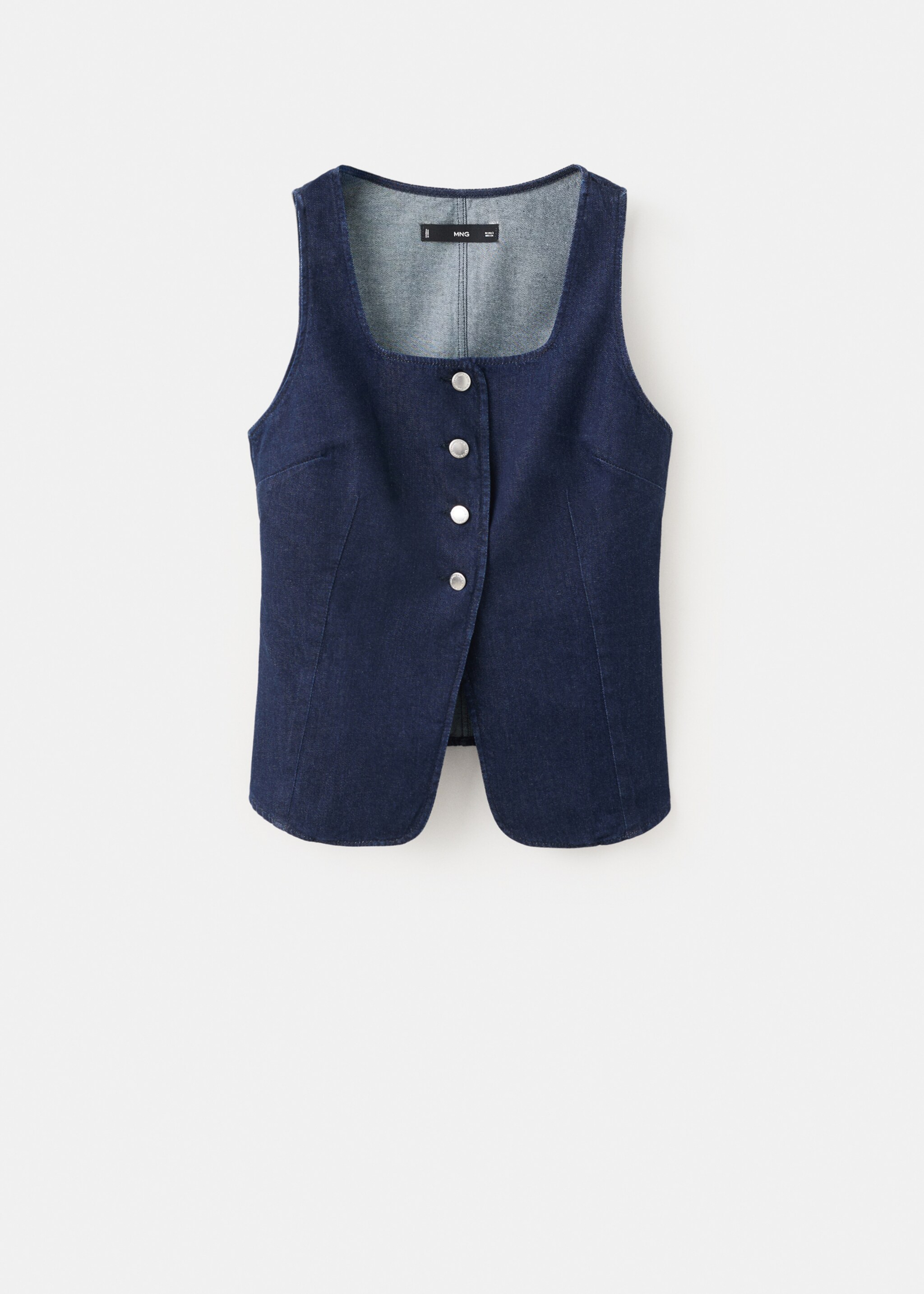 Top denim à boutons - Article sans modèle, Bleu. Ref: 27083274-00.