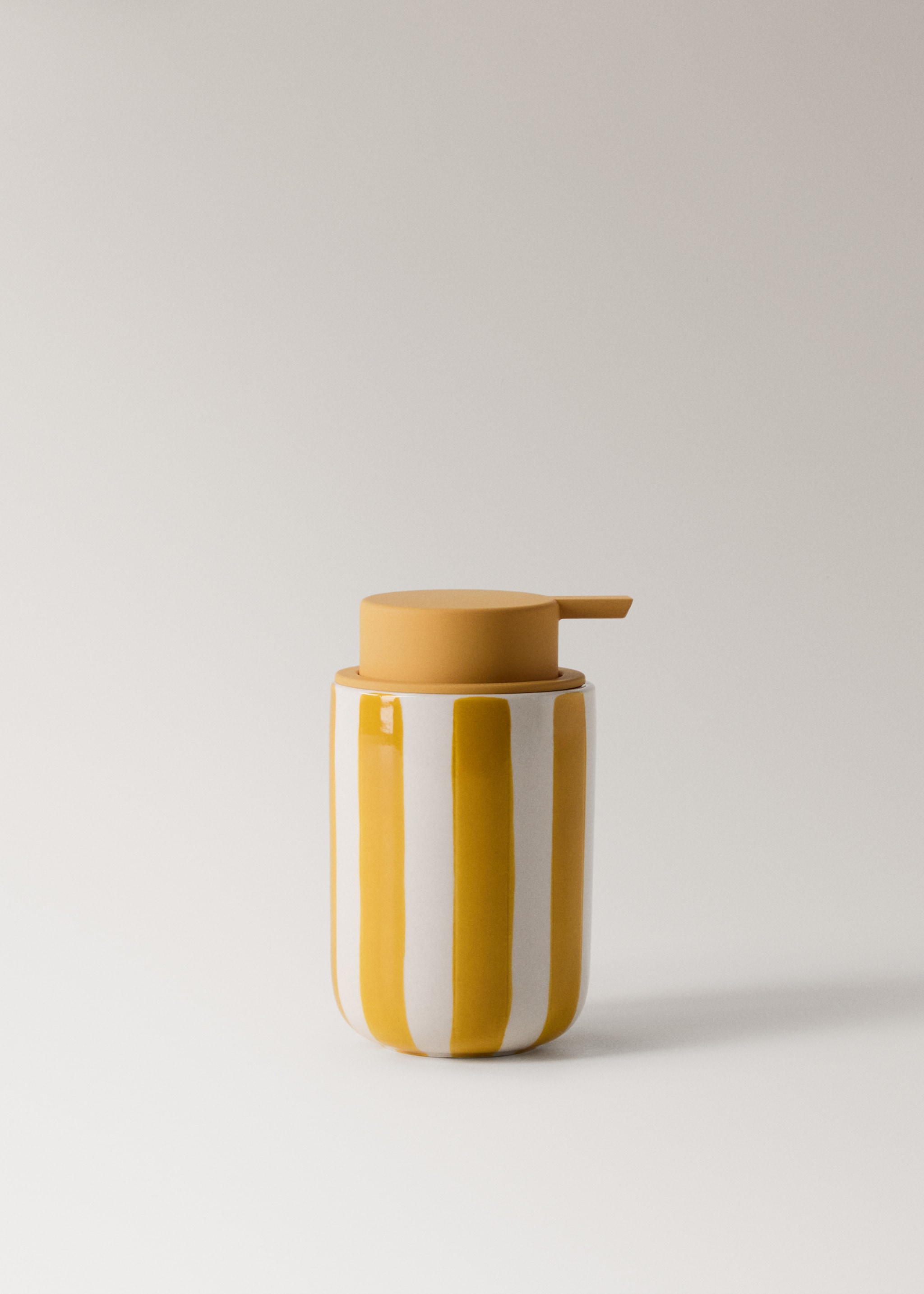 Painted stripe ceramic dispenser - Article without model, Mustard. Ref: 27083281-00.