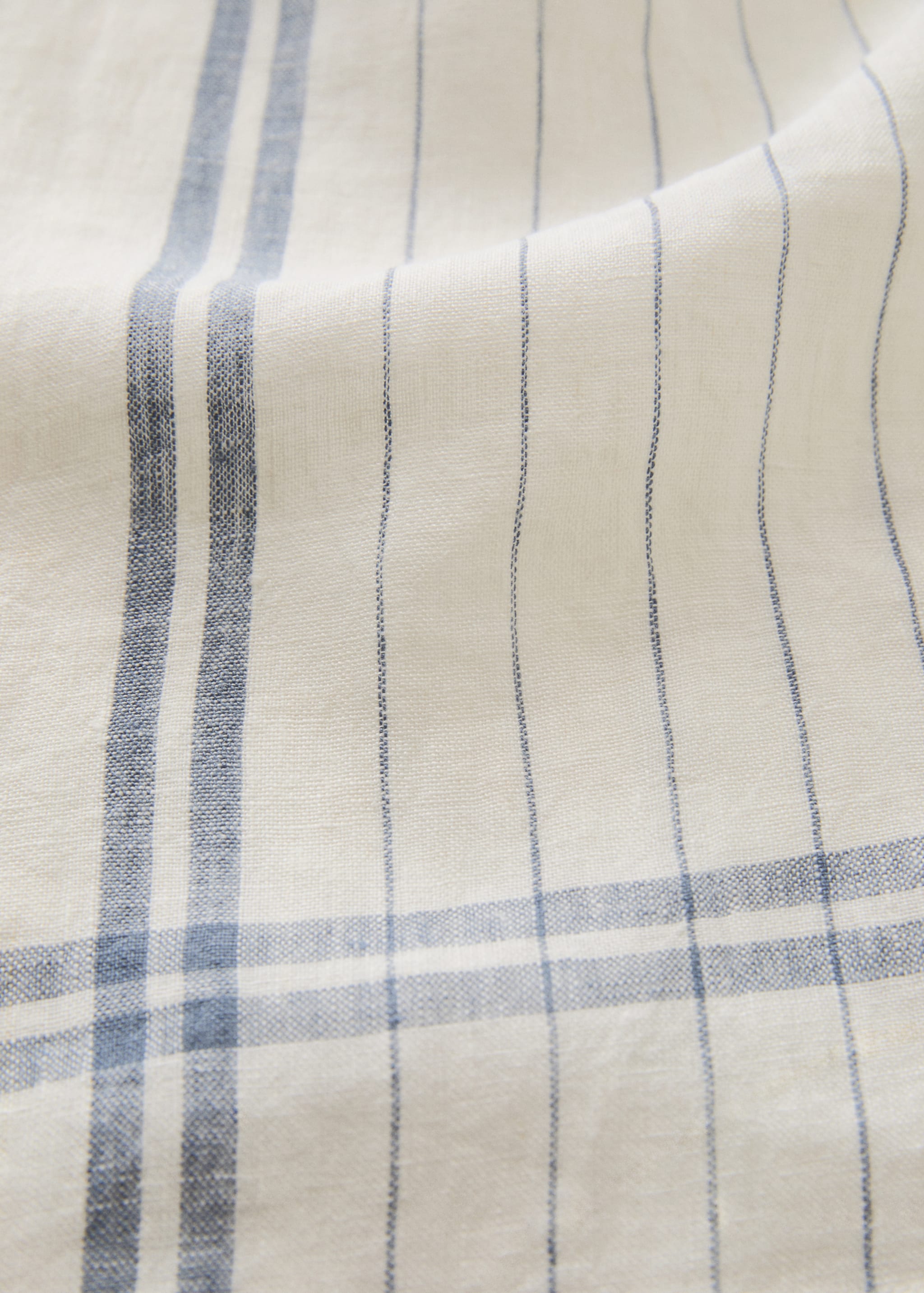 100% linen kitchen towel with stripe design - Details of the article 1, White. Ref: 27083288-00.