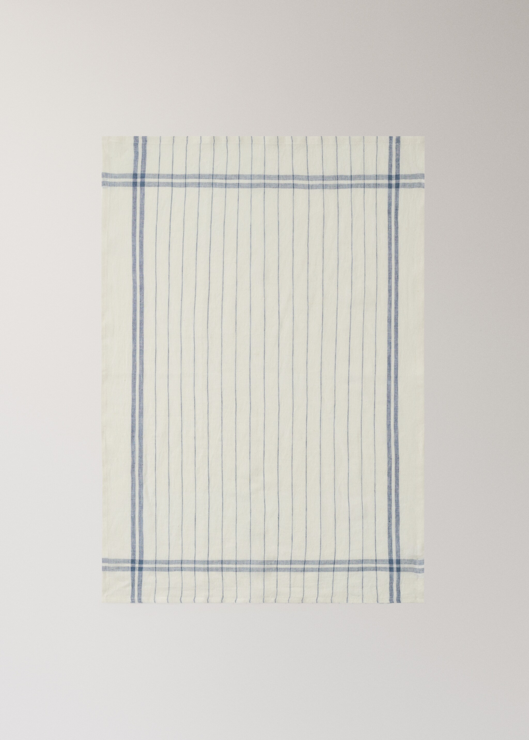 100% linen kitchen towel with stripe design - Details of the article 3, White. Ref: 27083288-00.