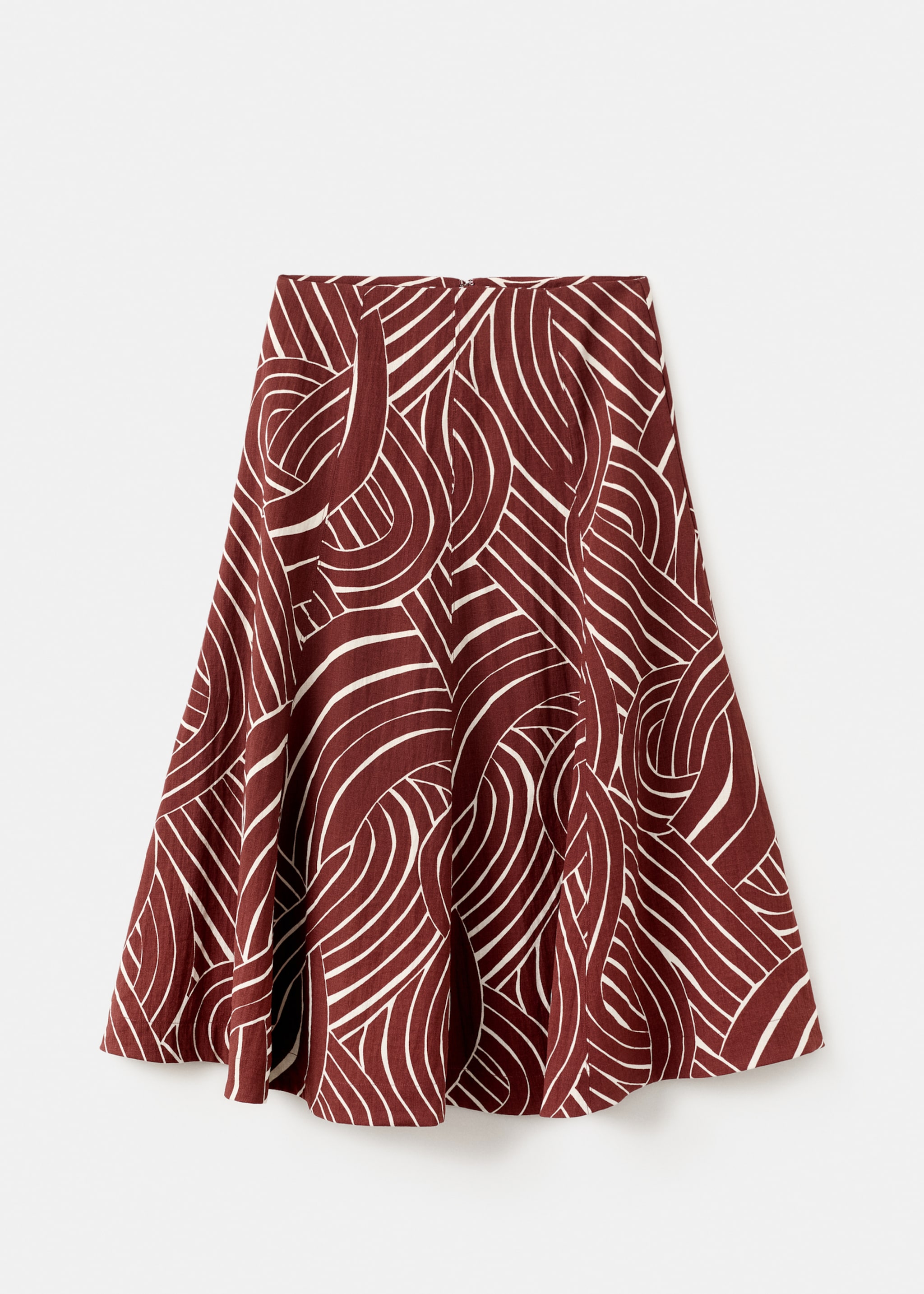 Jupe évasée à imprimé géométrique - Article sans modèle, Grenat. Ref: 27083291-00.