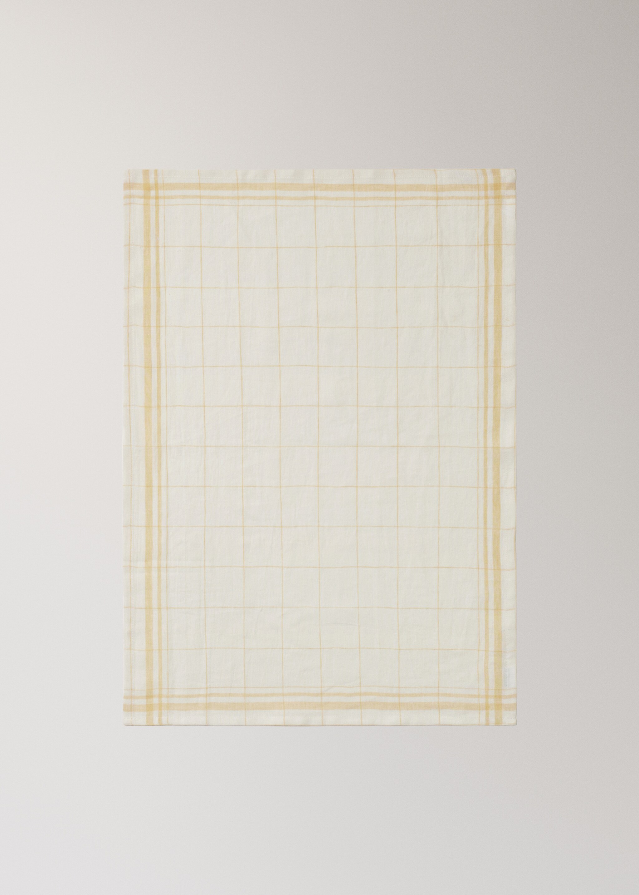 Πετσέτα κουζίνας 100% λινό καρό - Λεπτομέρεια του προϊόντος 1, Κίτρινο. Ref: 27083292-00.