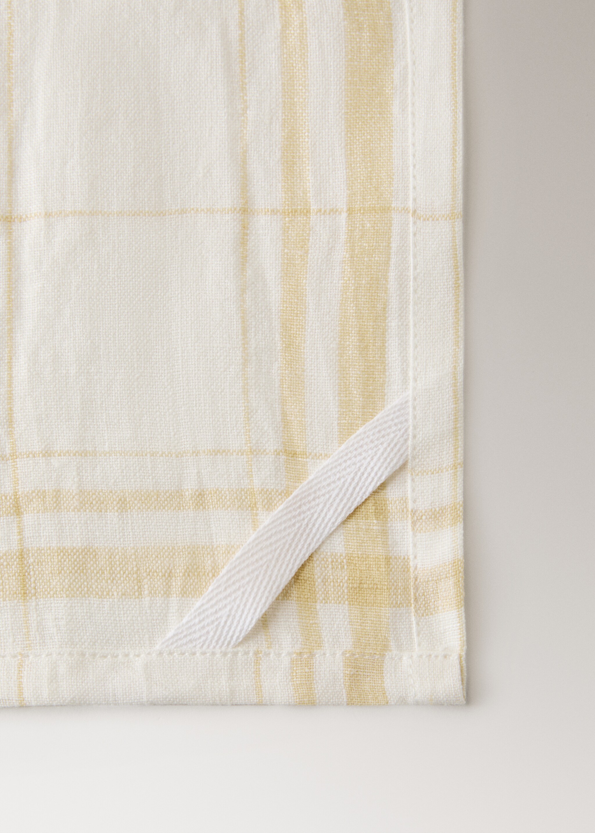 Πετσέτα κουζίνας 100% λινό καρό - Λεπτομέρεια του προϊόντος 2, Κίτρινο. Ref: 27083292-00.