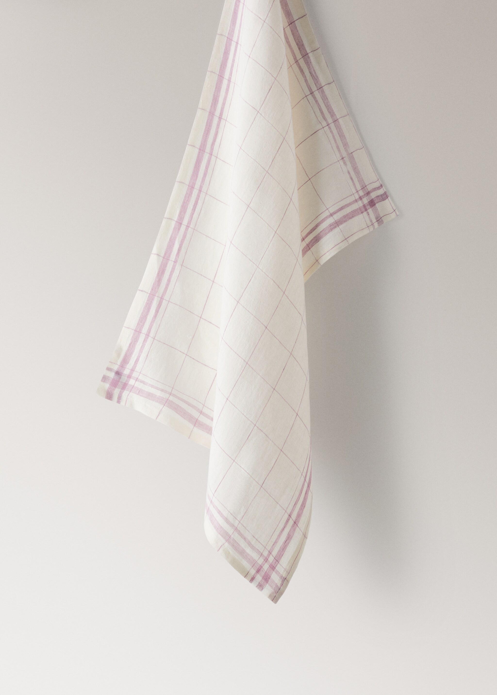 Paño cocina 100% lino diseño cuadros - Artículo sin modelo, Lila. Ref: 27083292-00.