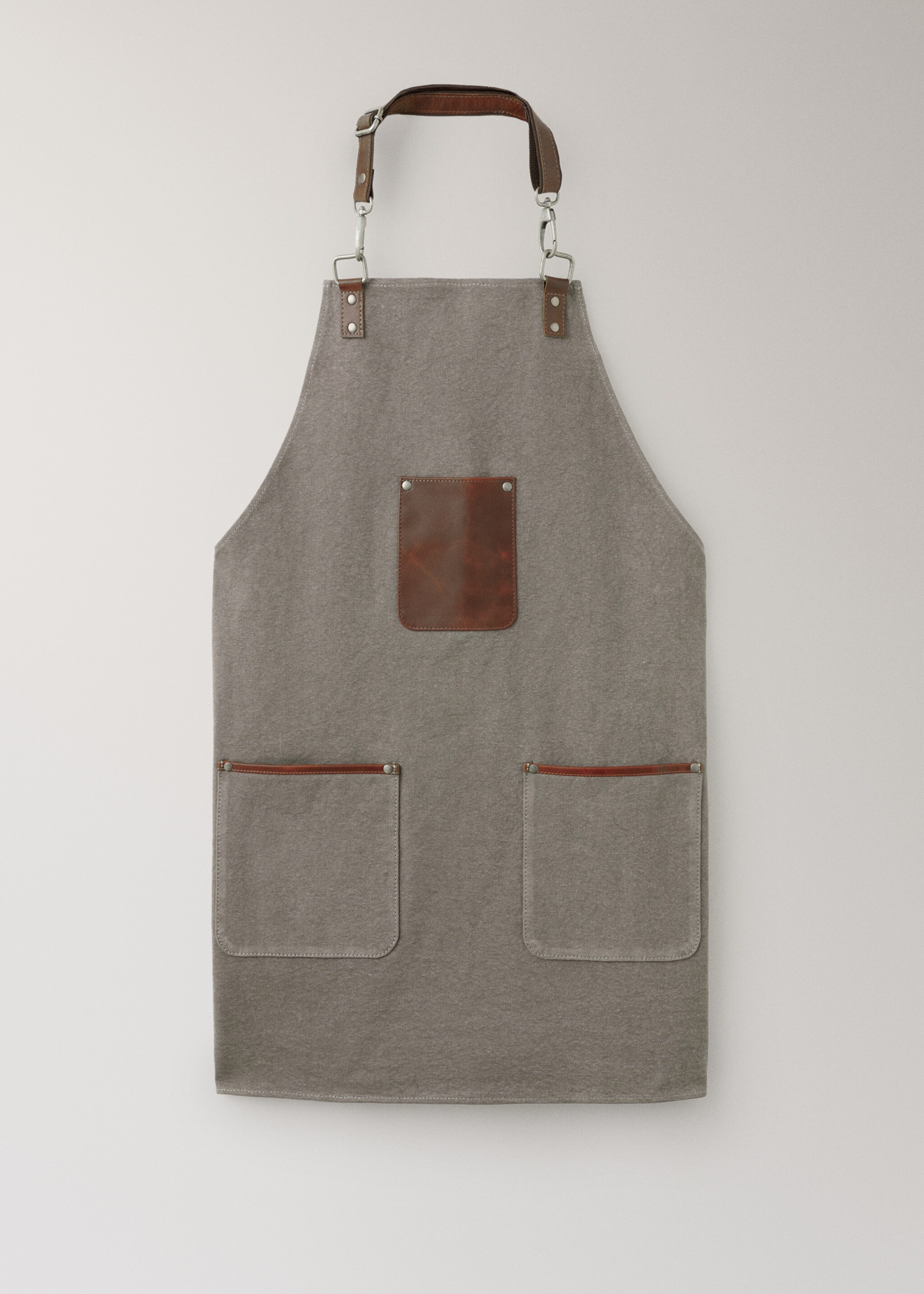 Leather detail apron - Article without model, Khaki. Ref: 27083293-00.